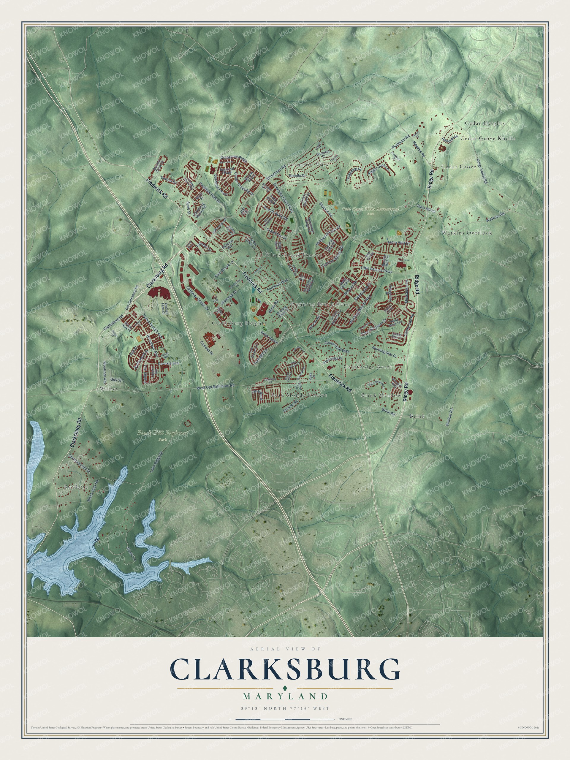 Watermarked full-map preview of Clarksburg, Maryland