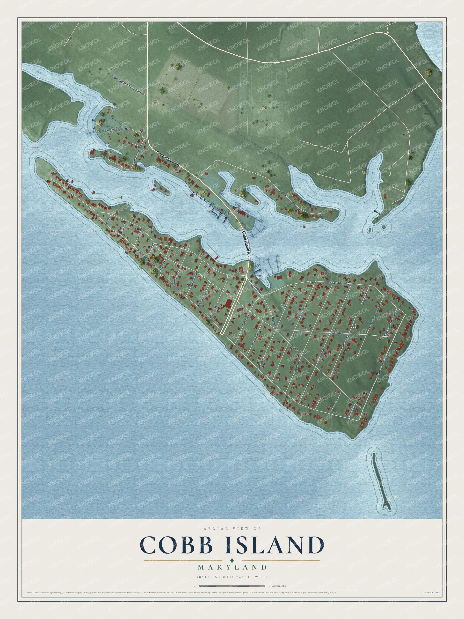 Watermarked full-map preview of Cobb Island, Maryland