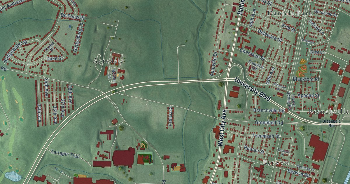Map of College Park, Maryland in 2026