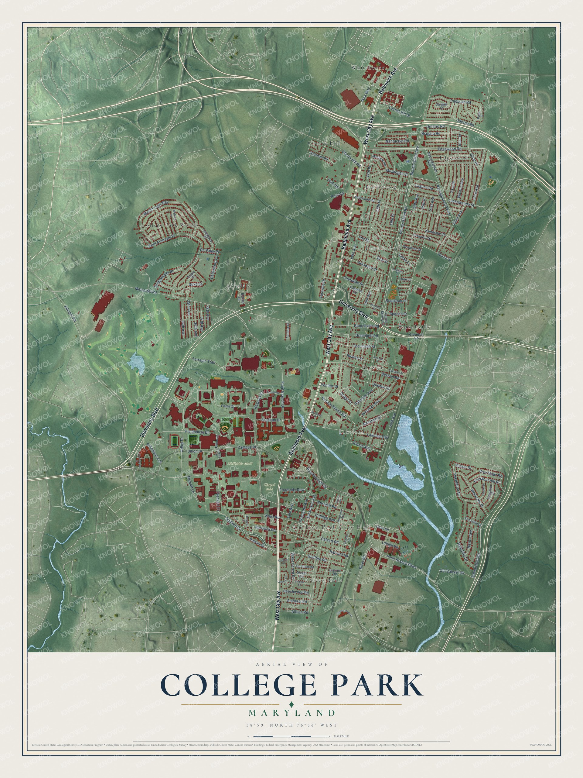 Watermarked full-map preview of College Park, Maryland