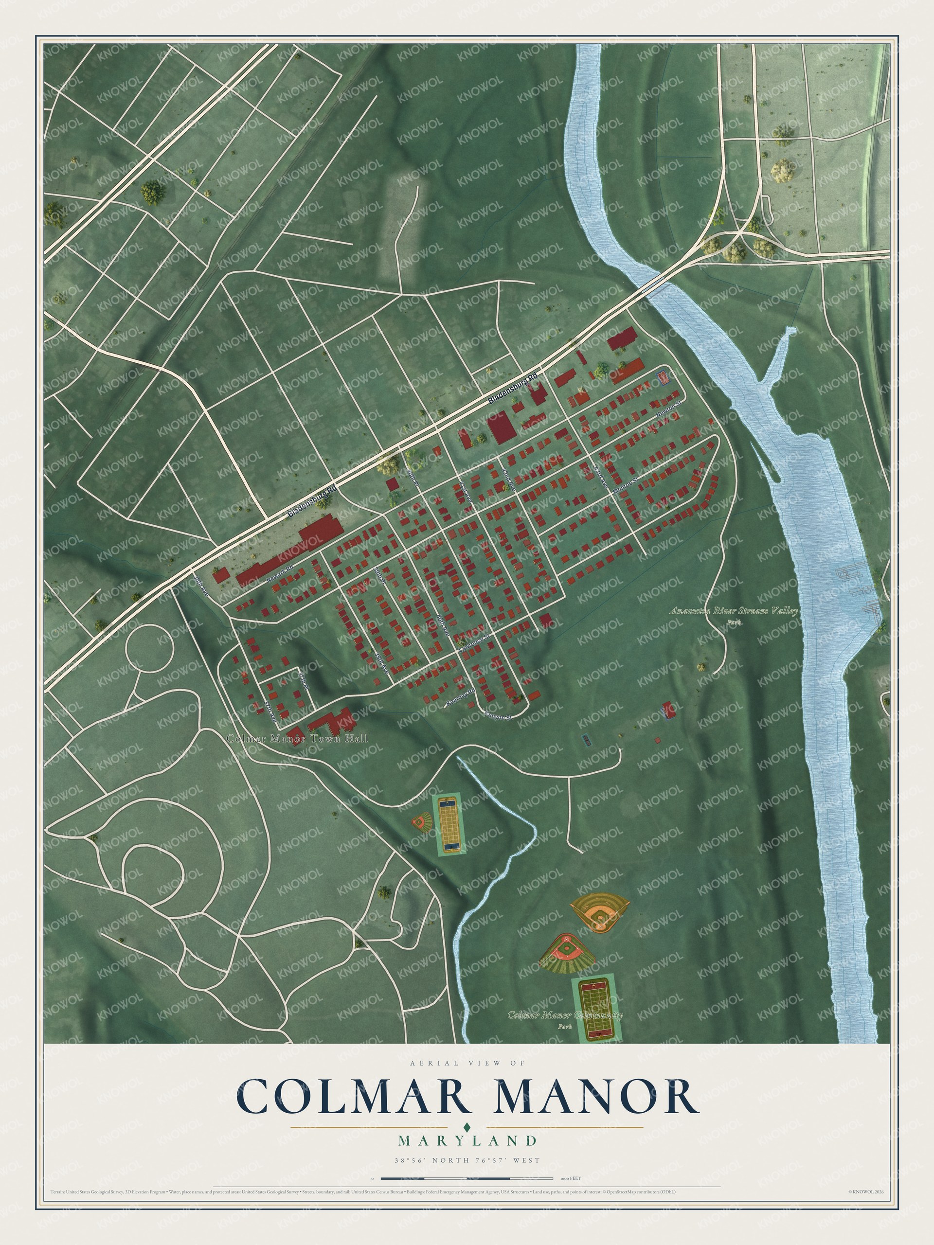 Watermarked full-map preview of Colmar Manor, Maryland