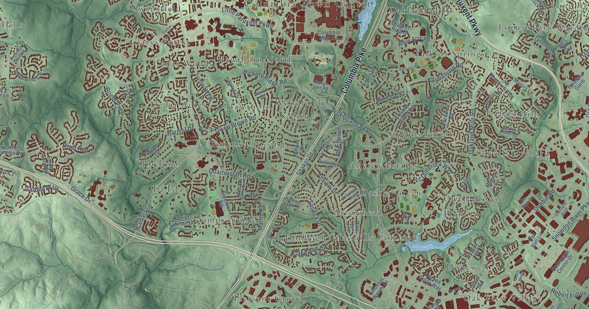 Map of Columbia, Maryland in 2026