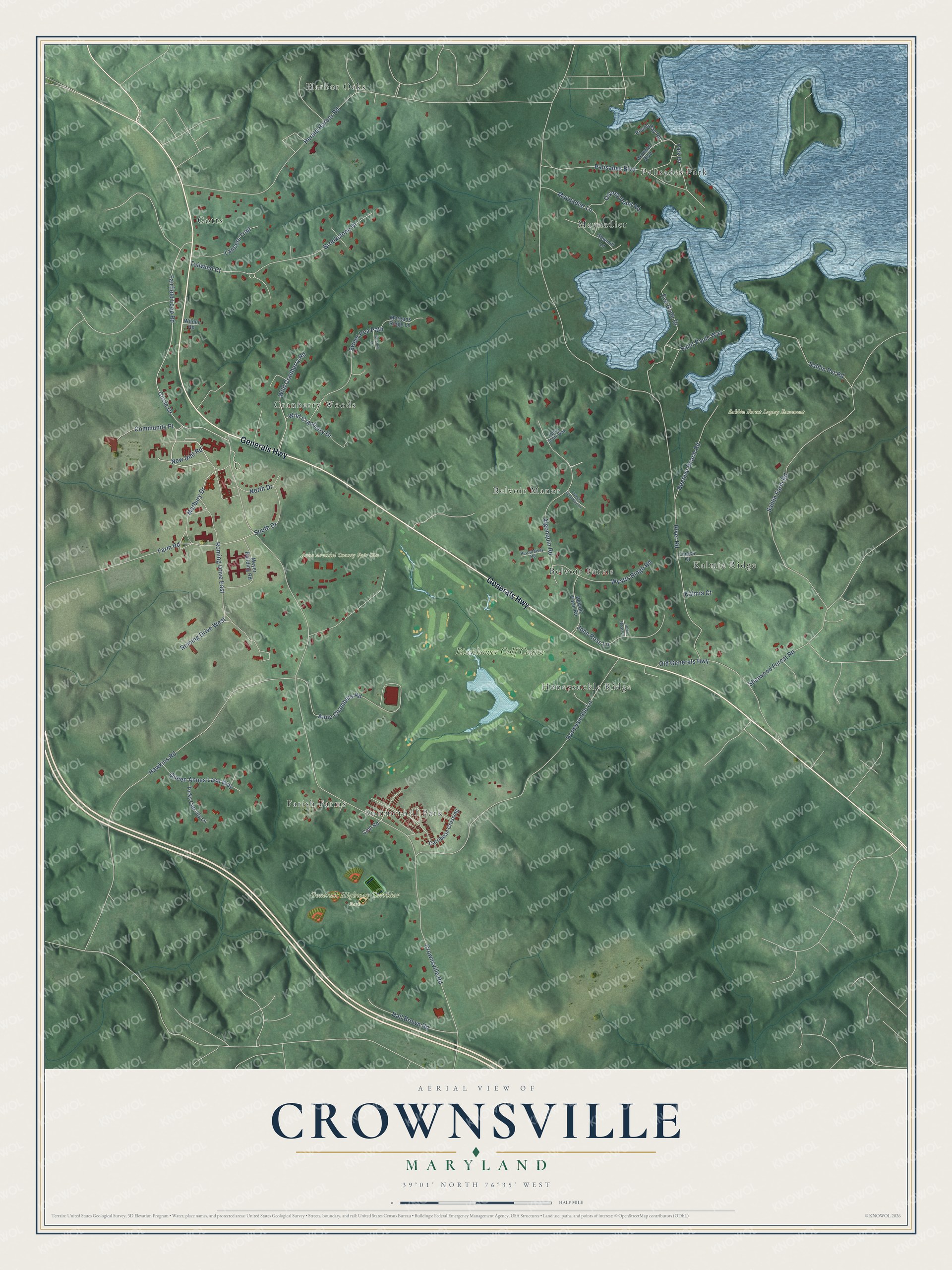 Watermarked full-map preview of Crownsville, Maryland