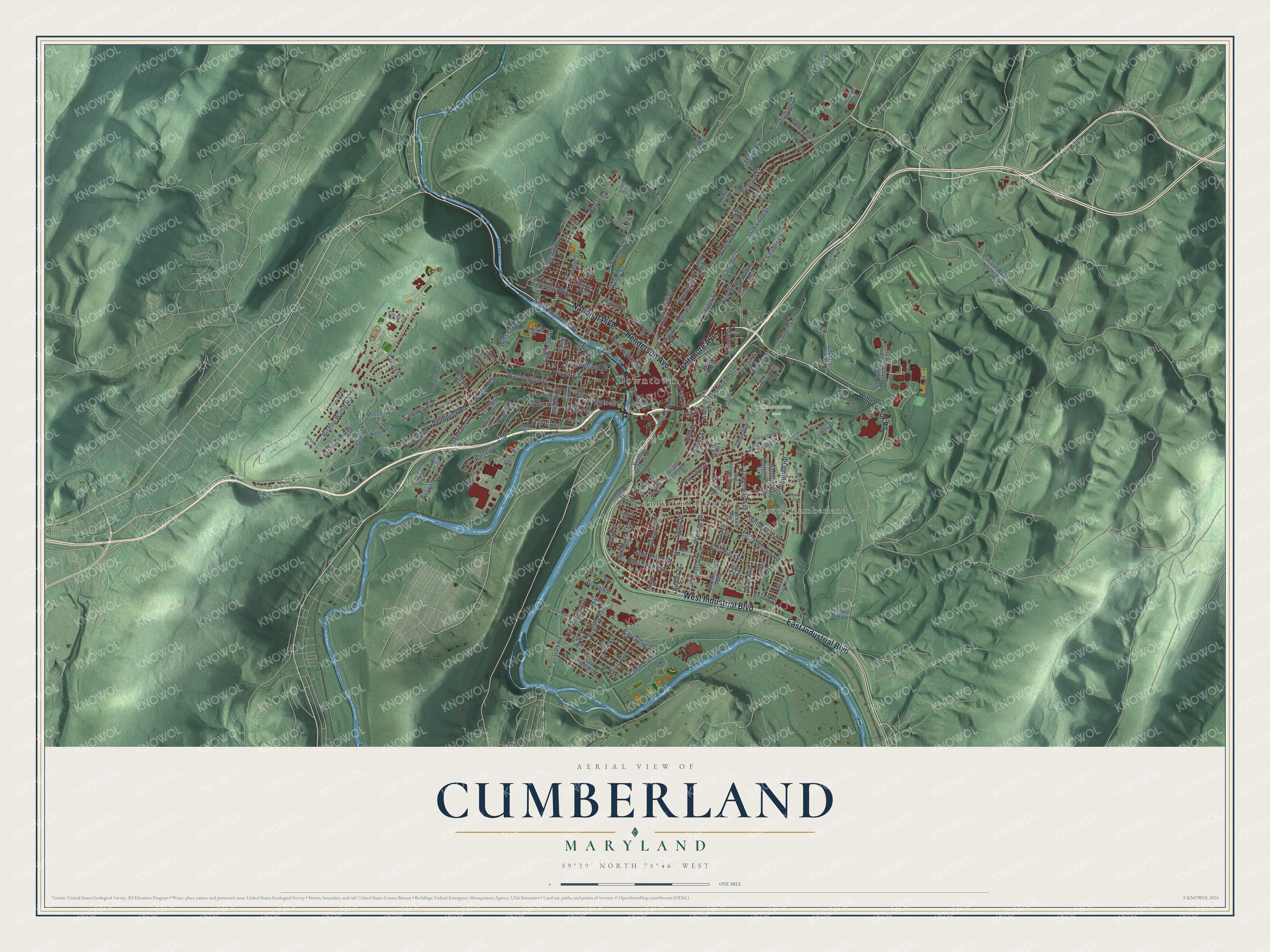 Watermarked full-map preview of Cumberland, Maryland