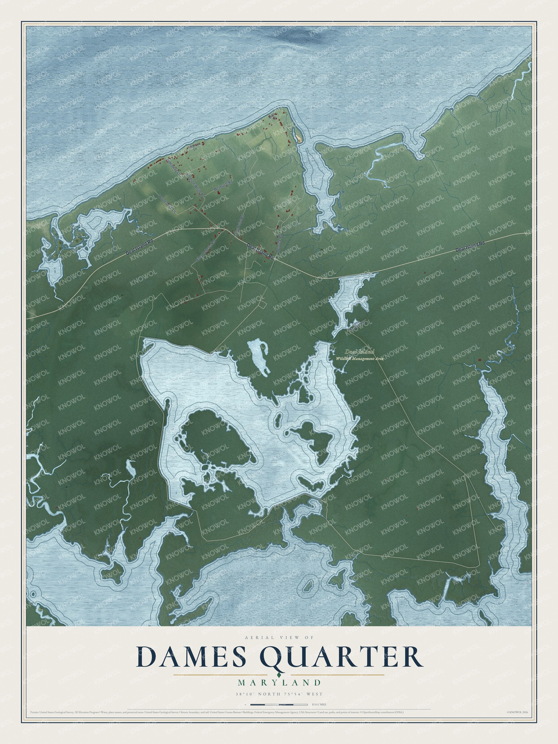 Watermarked full-map preview of Dames Quarter, Maryland