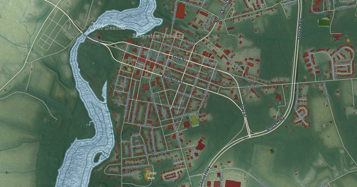 Map of Denton, Maryland in 2026