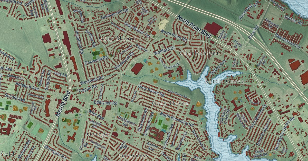 Map of Dundalk, Maryland in 2026