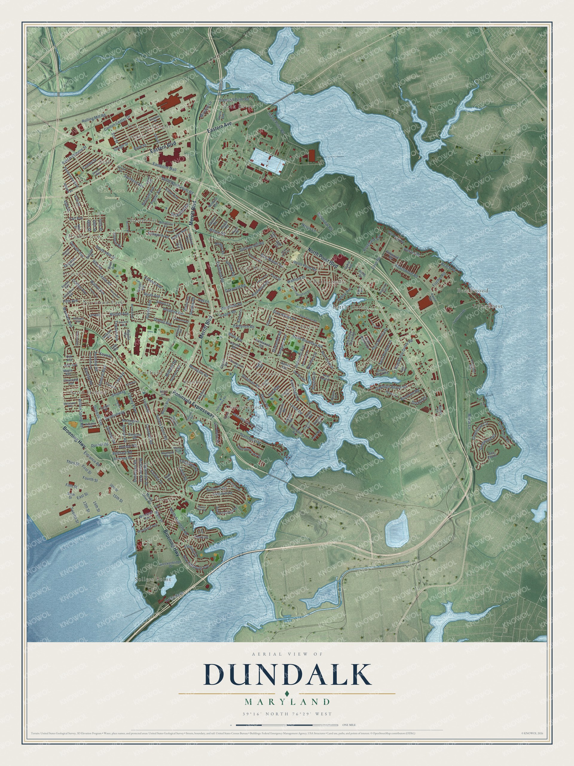 Watermarked full-map preview of Dundalk, Maryland