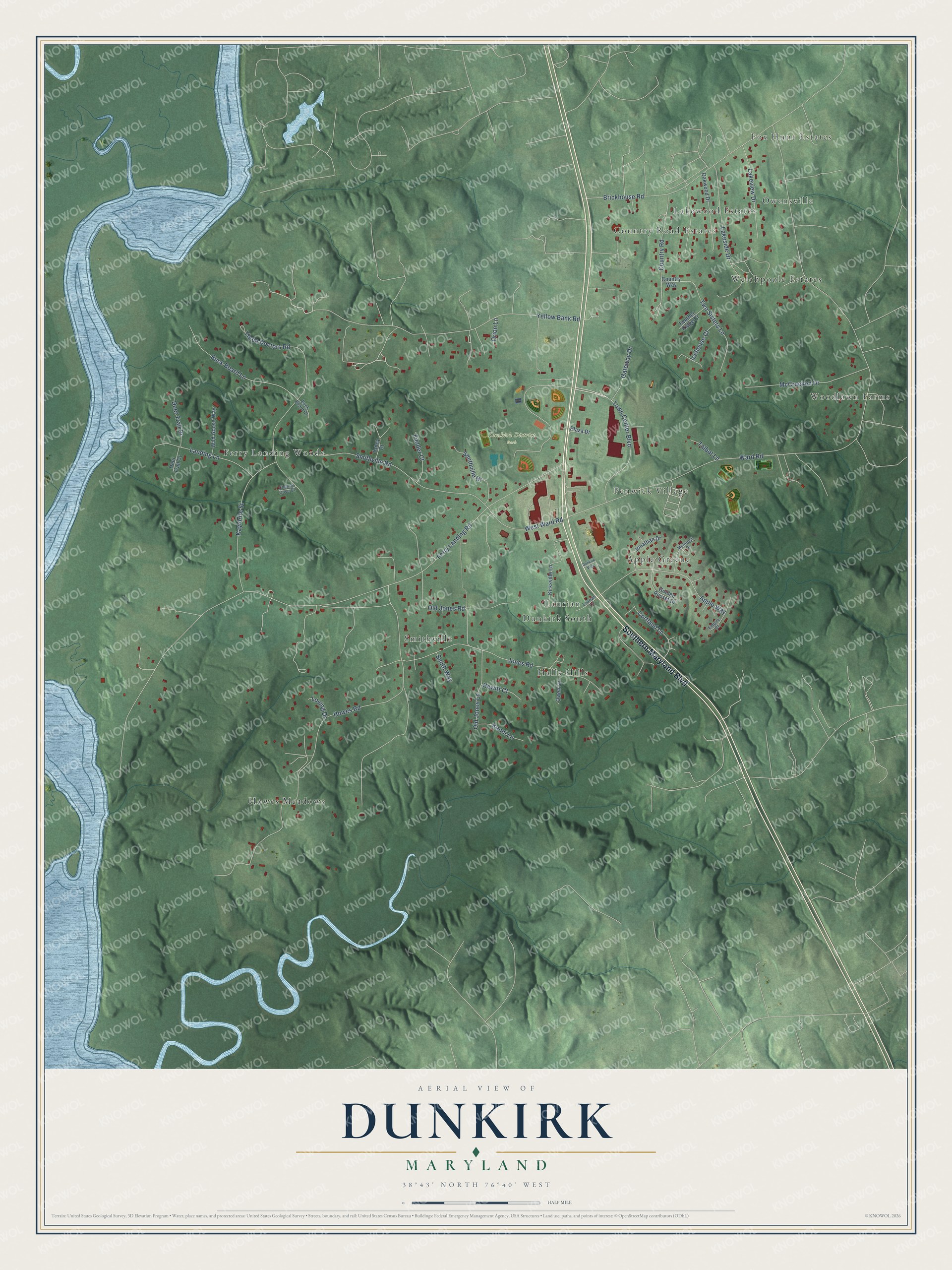 Watermarked full-map preview of Dunkirk, Maryland