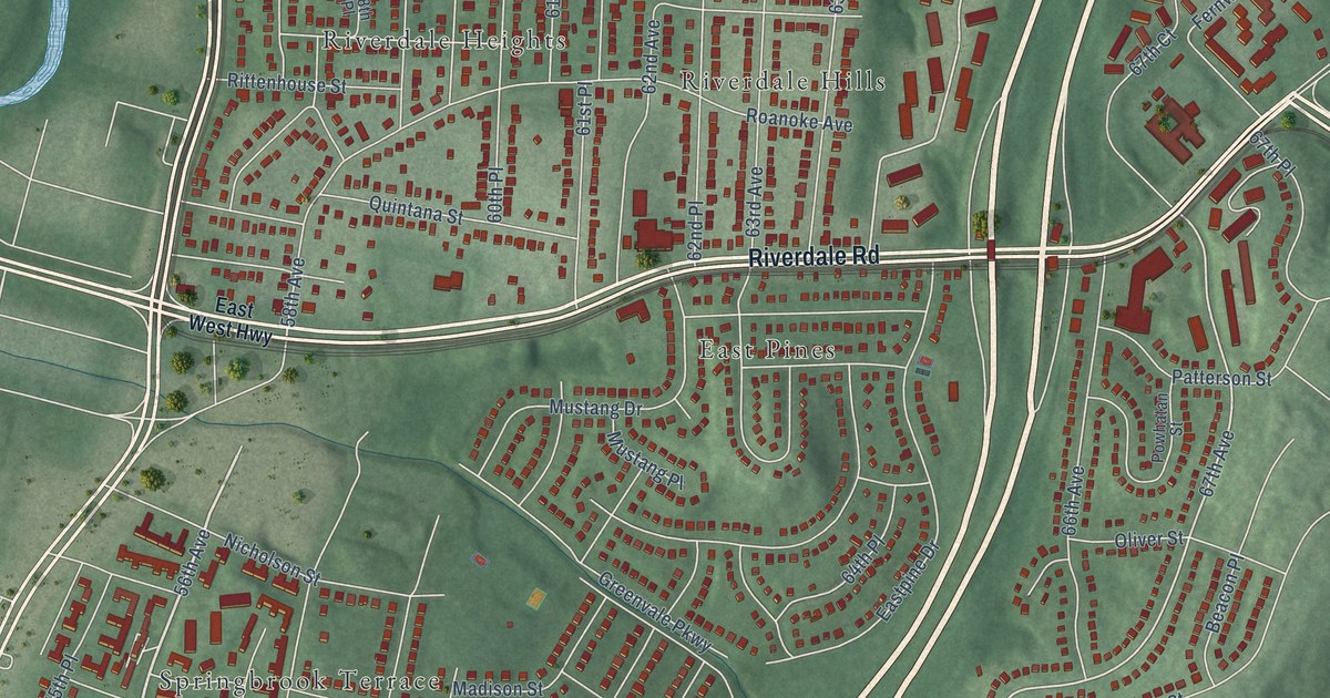 Map of East Riverdale, Maryland in 2026