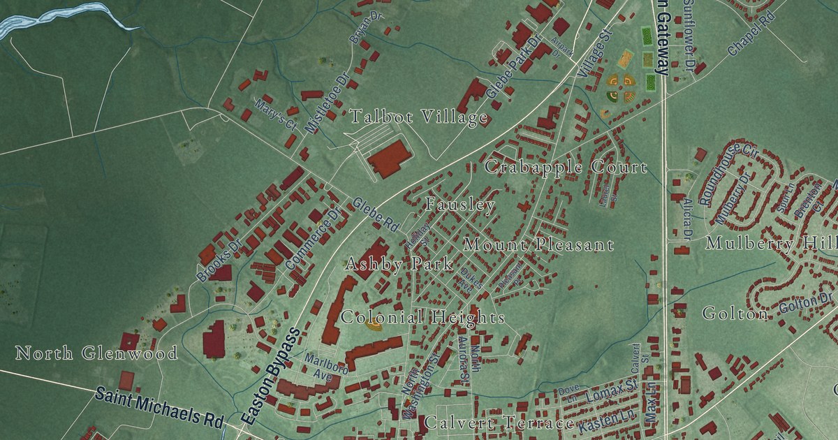 Map of Easton, Maryland in 2026