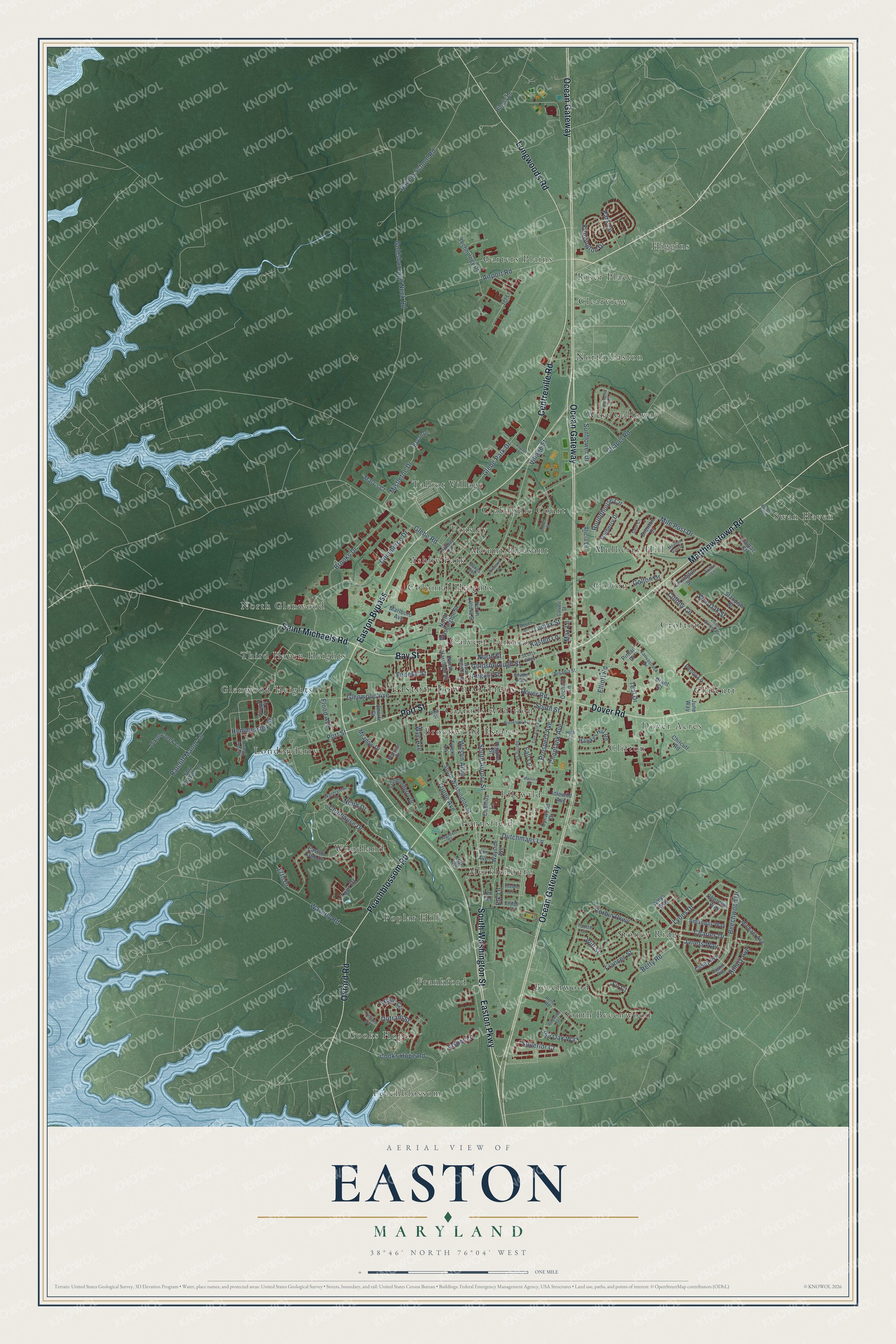 Watermarked full-map preview of Easton, Maryland