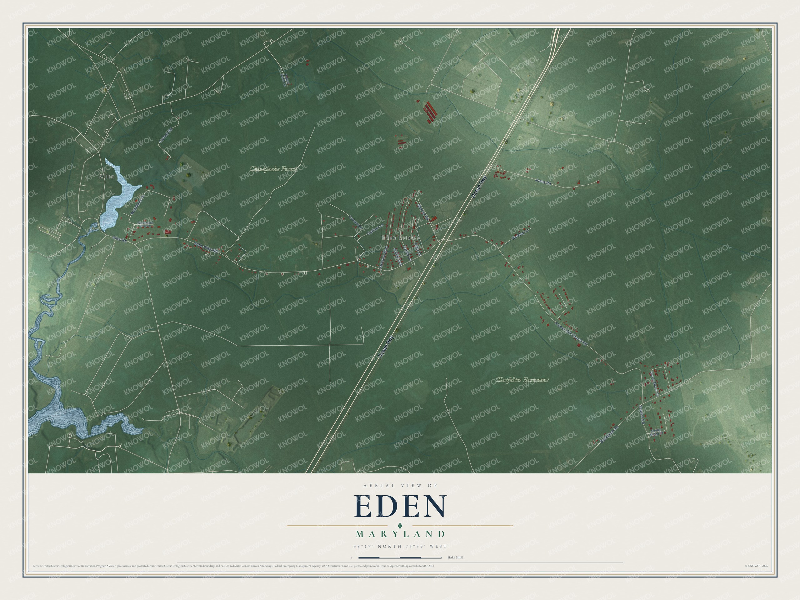 Watermarked full-map preview of Eden, Maryland