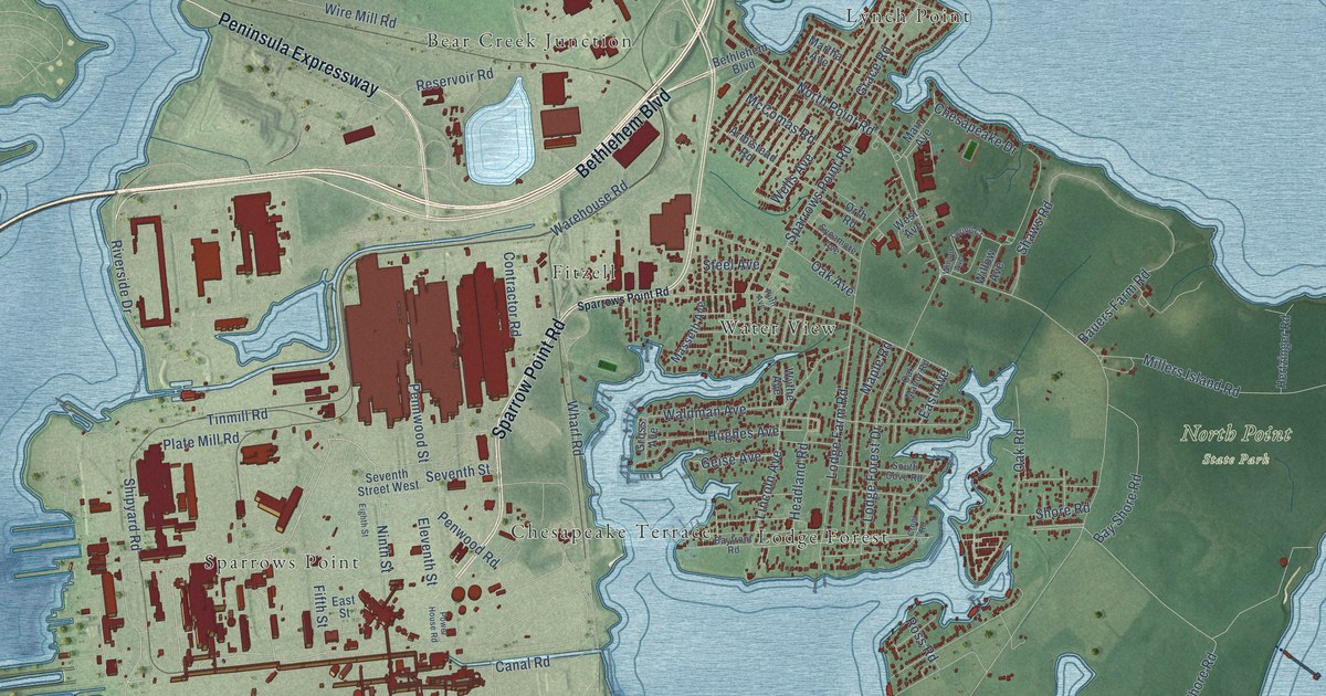 Detailed Map of Edgemere, Maryland