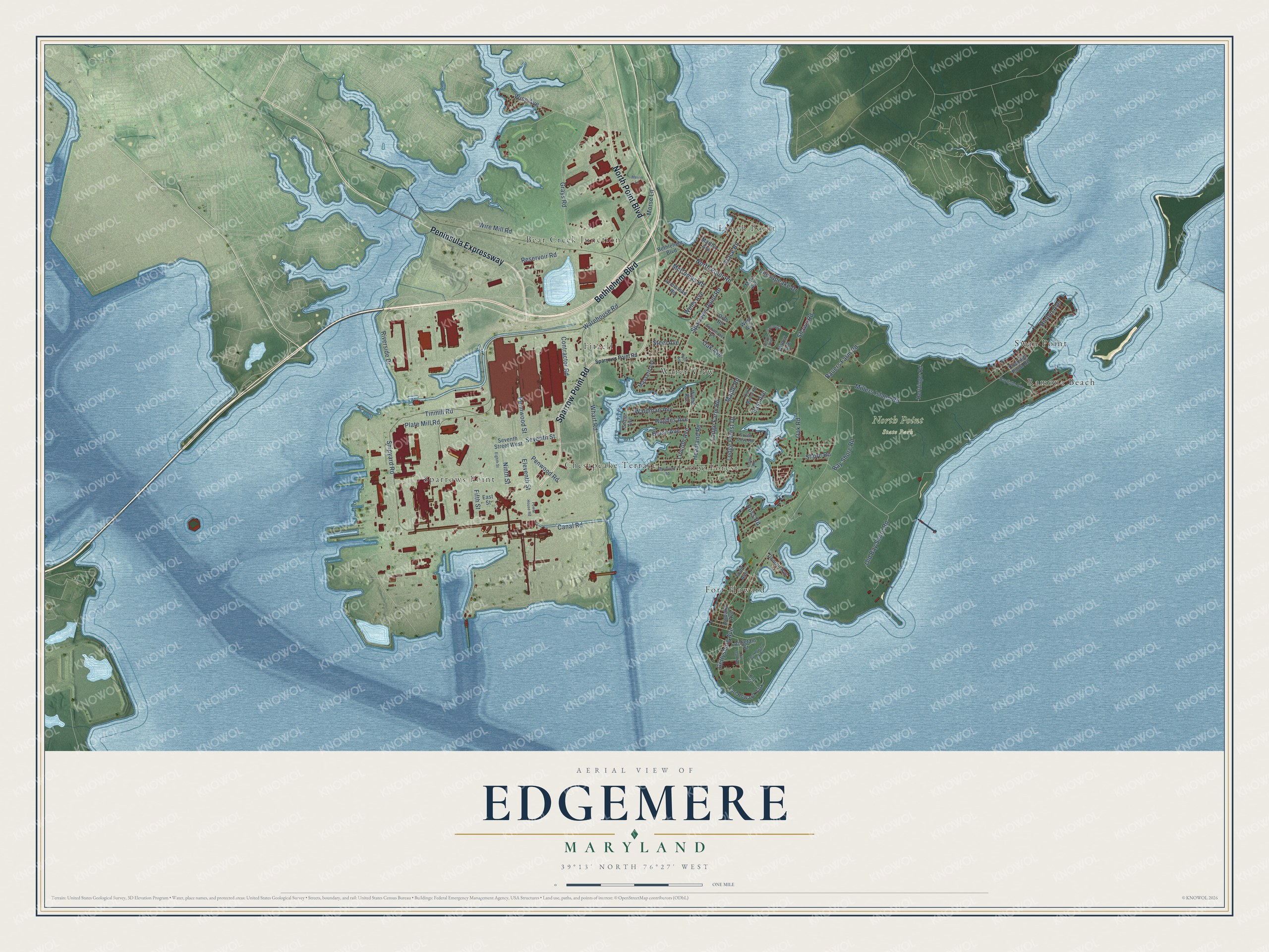 Watermarked full-map preview of Edgemere, Maryland