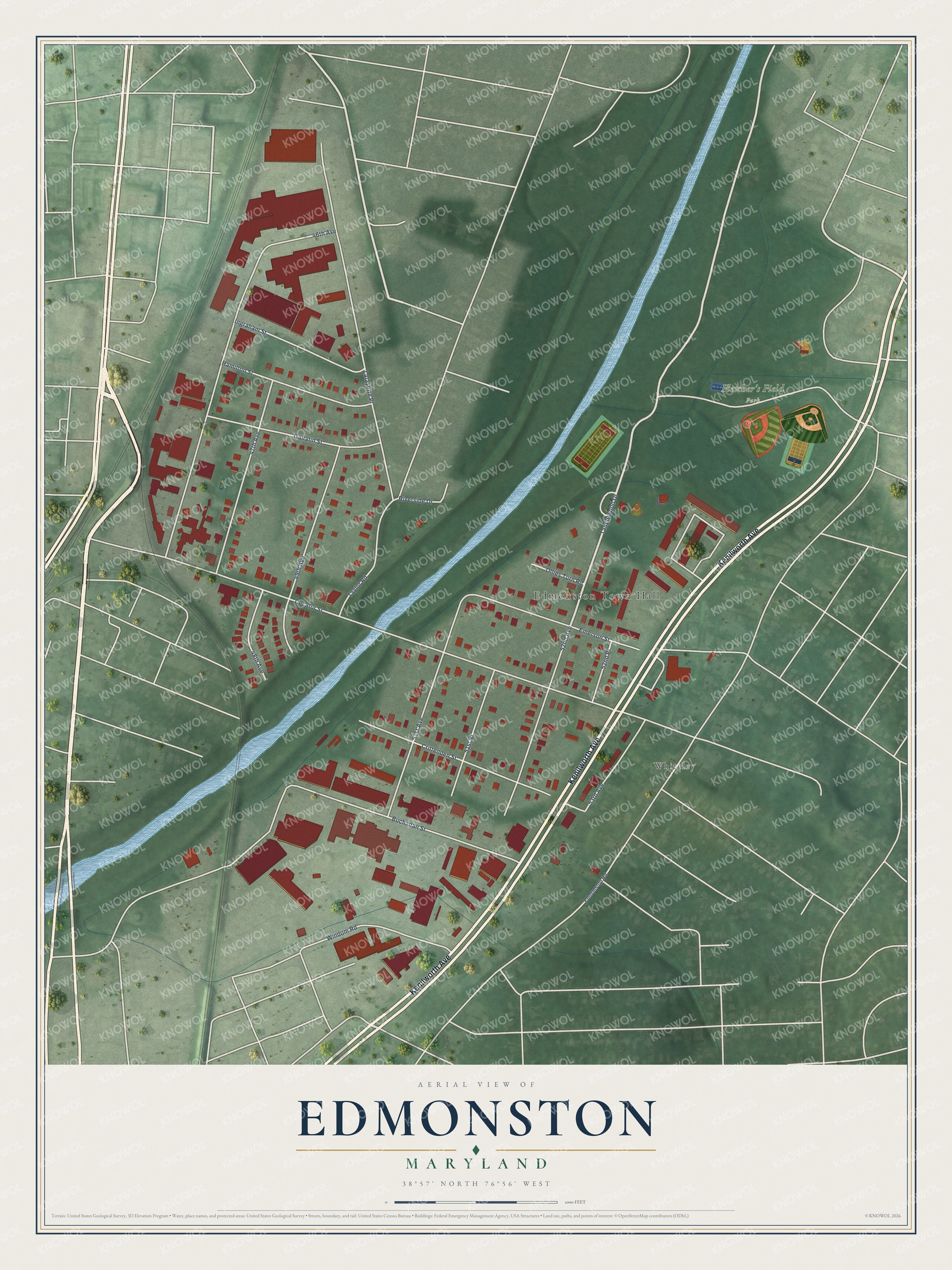 Watermarked full-map preview of Edmonston, Maryland