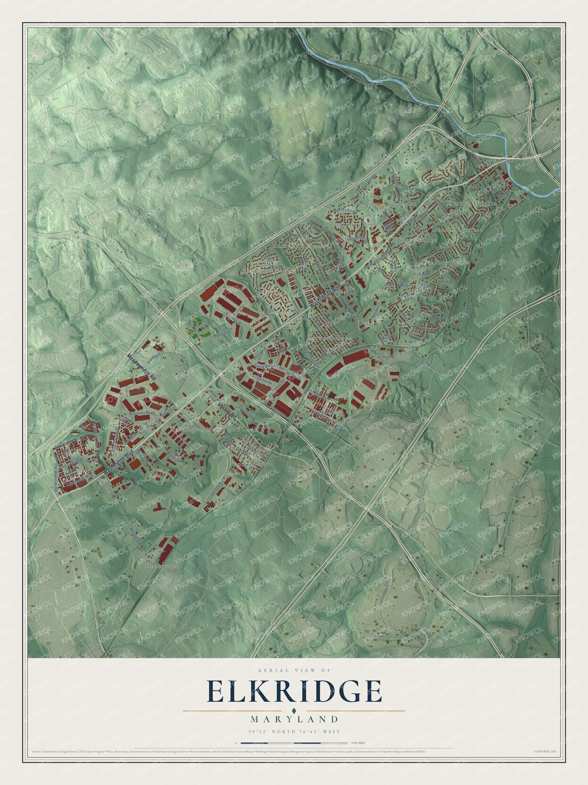 Watermarked full-map preview of Elkridge, Maryland