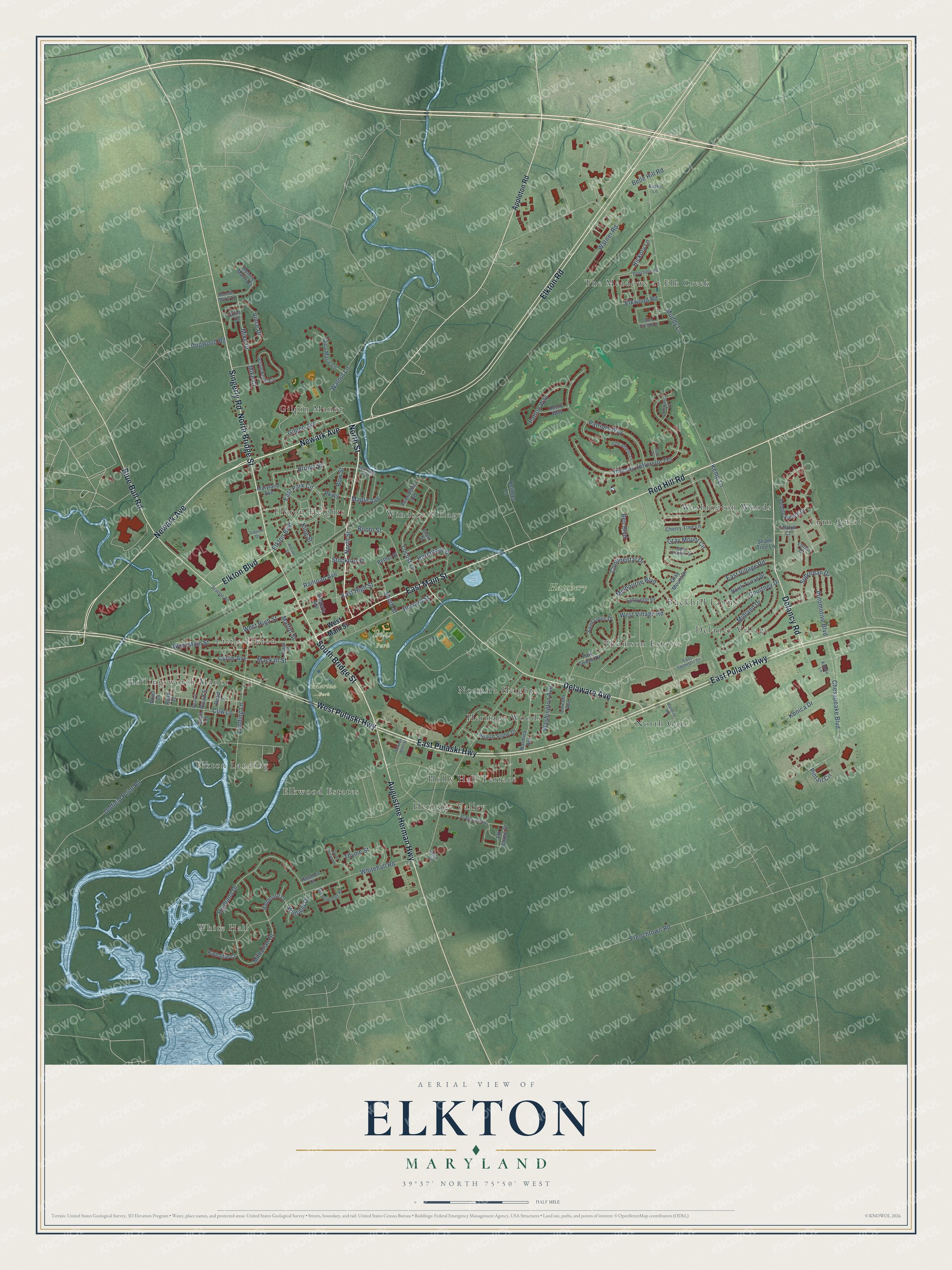 Watermarked full-map preview of Elkton, Maryland