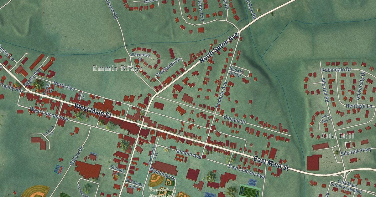 Map of Emmitsburg, Maryland in 2026