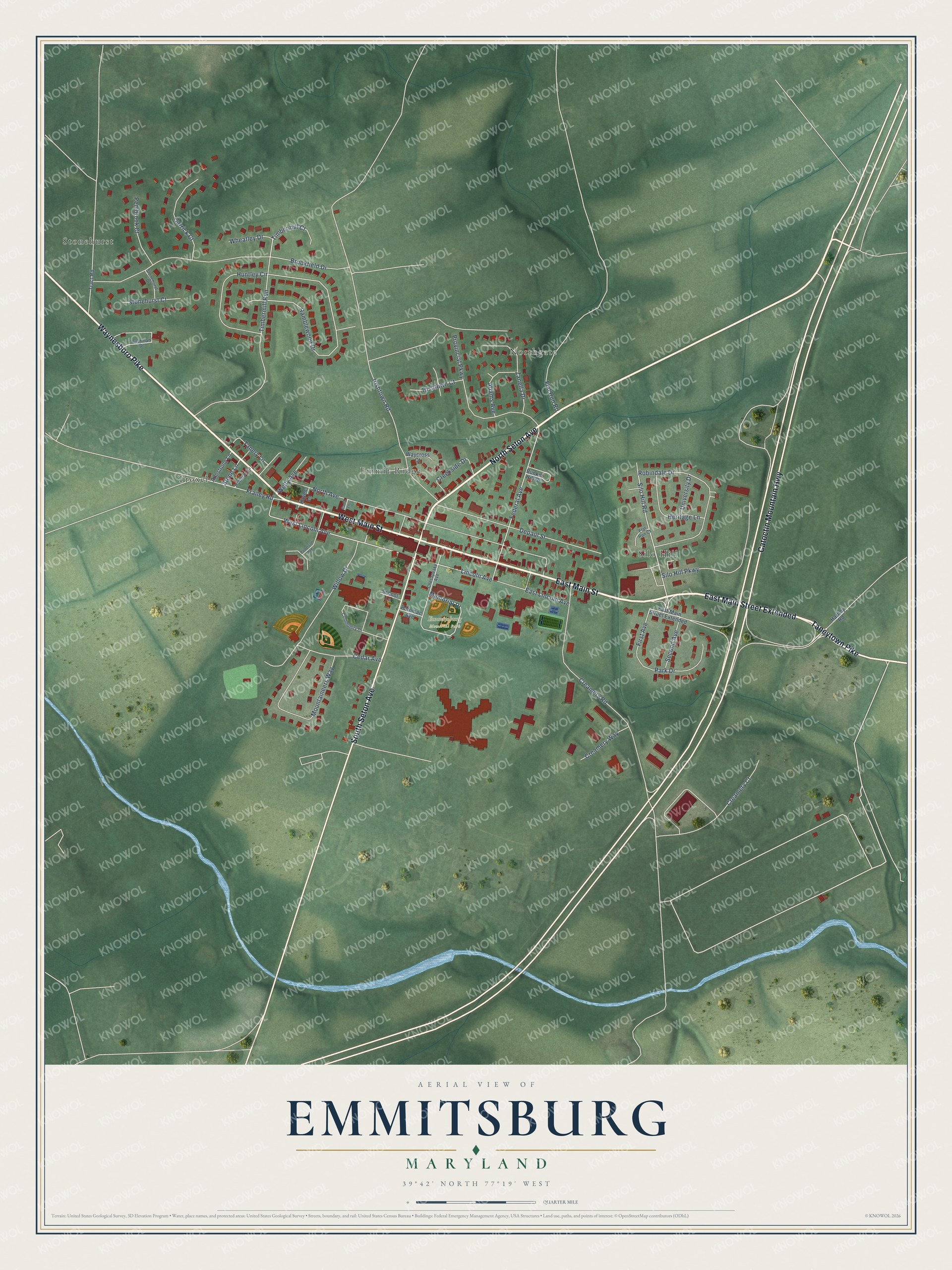 Watermarked full-map preview of Emmitsburg, Maryland