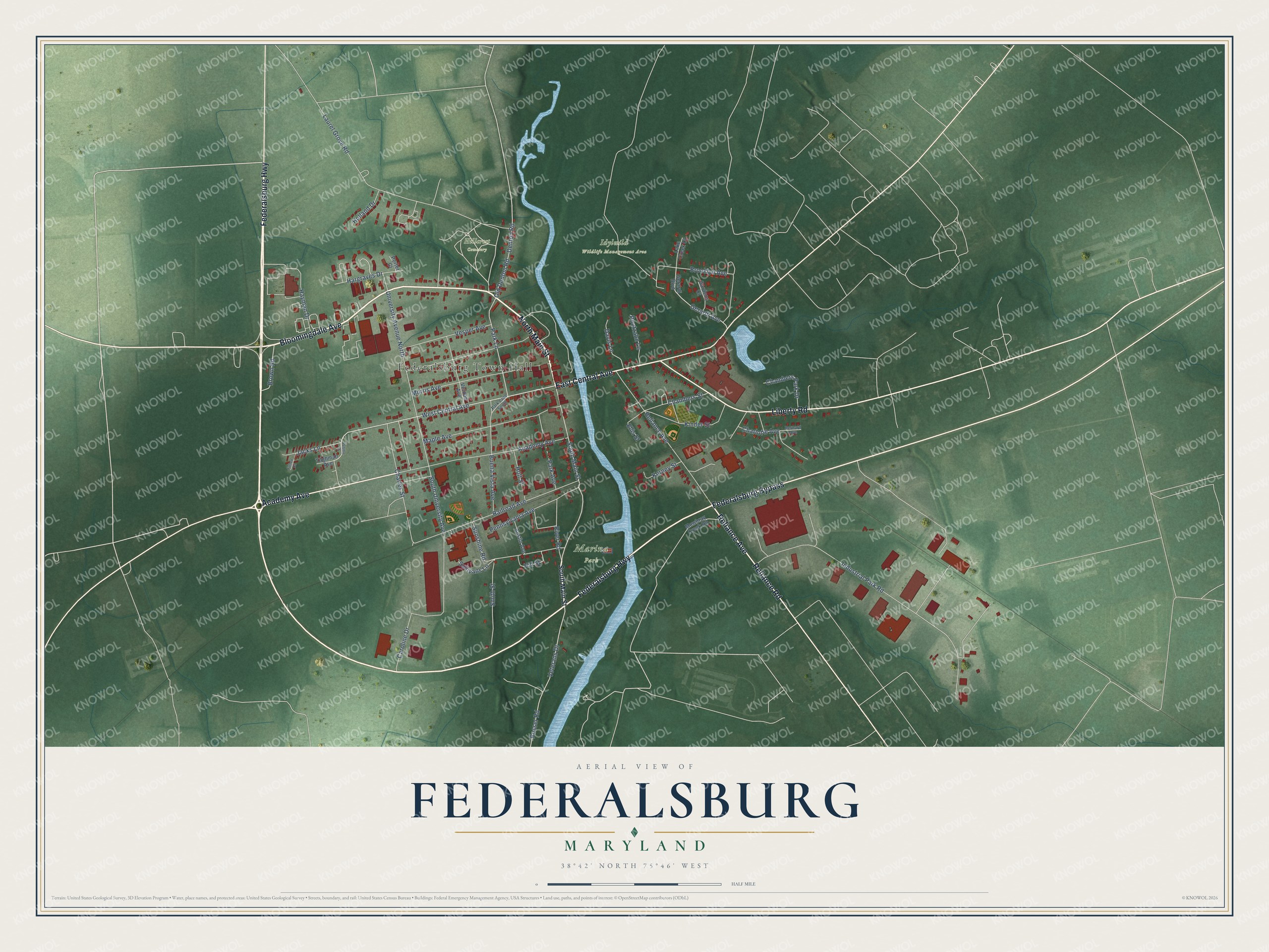Watermarked full-map preview of Federalsburg, Maryland