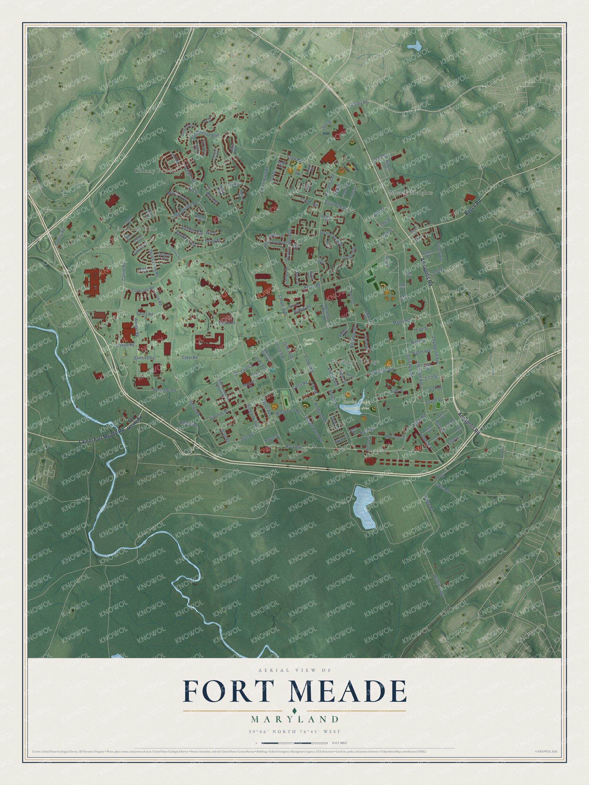 Watermarked full-map preview of Fort Meade, Maryland