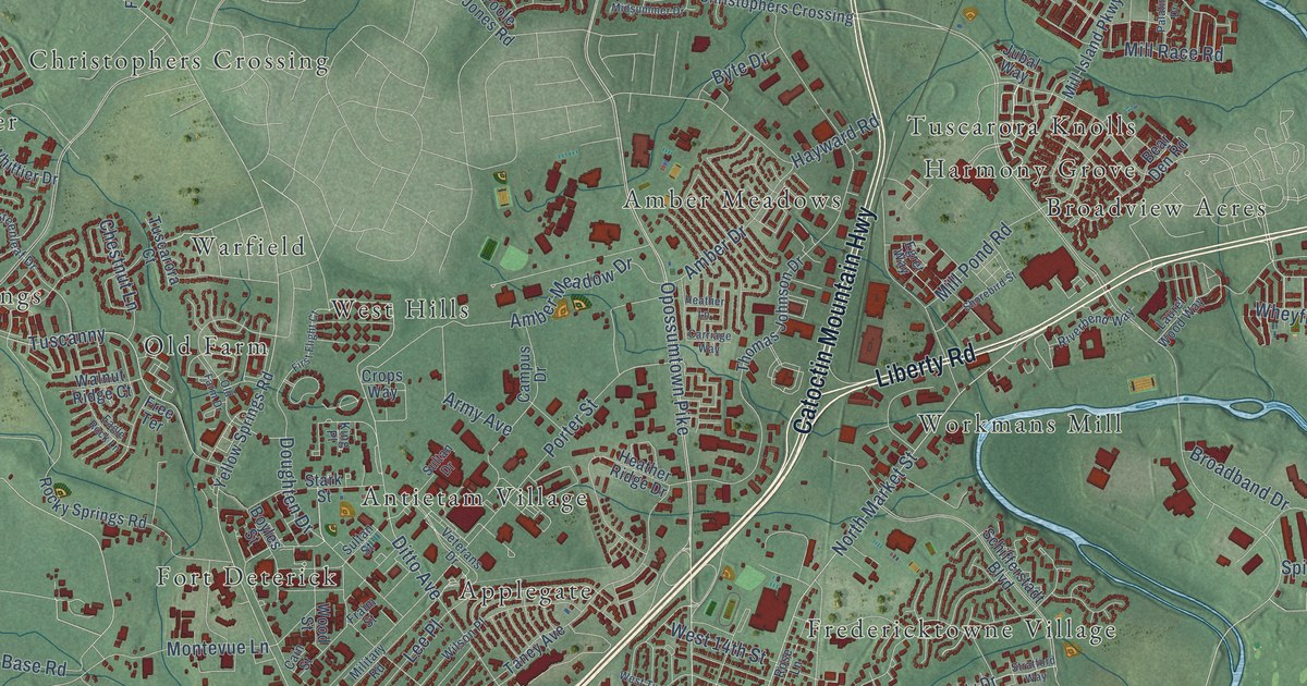 Map of Frederick, Maryland in 2026