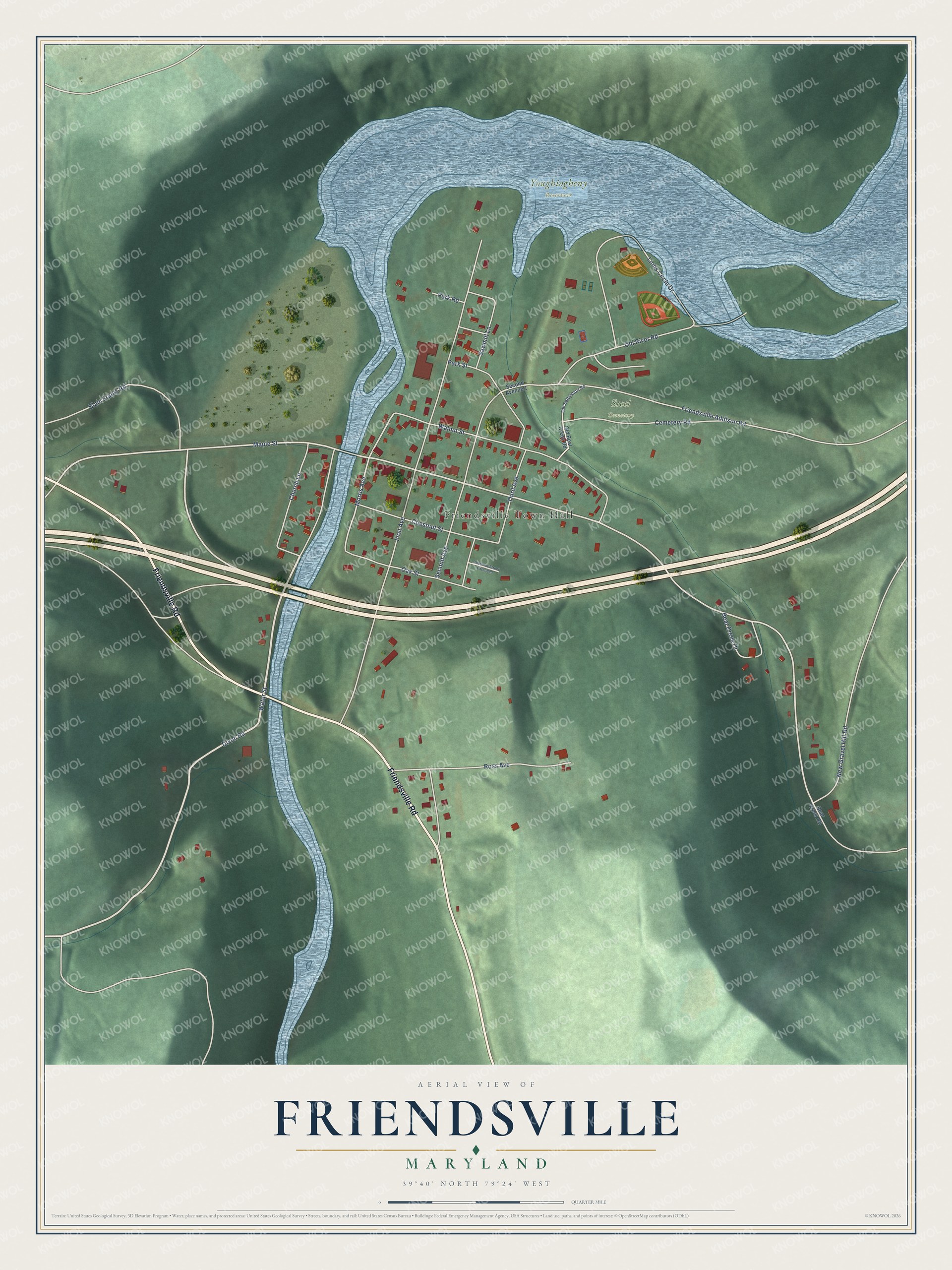 Watermarked full-map preview of Friendsville, Maryland