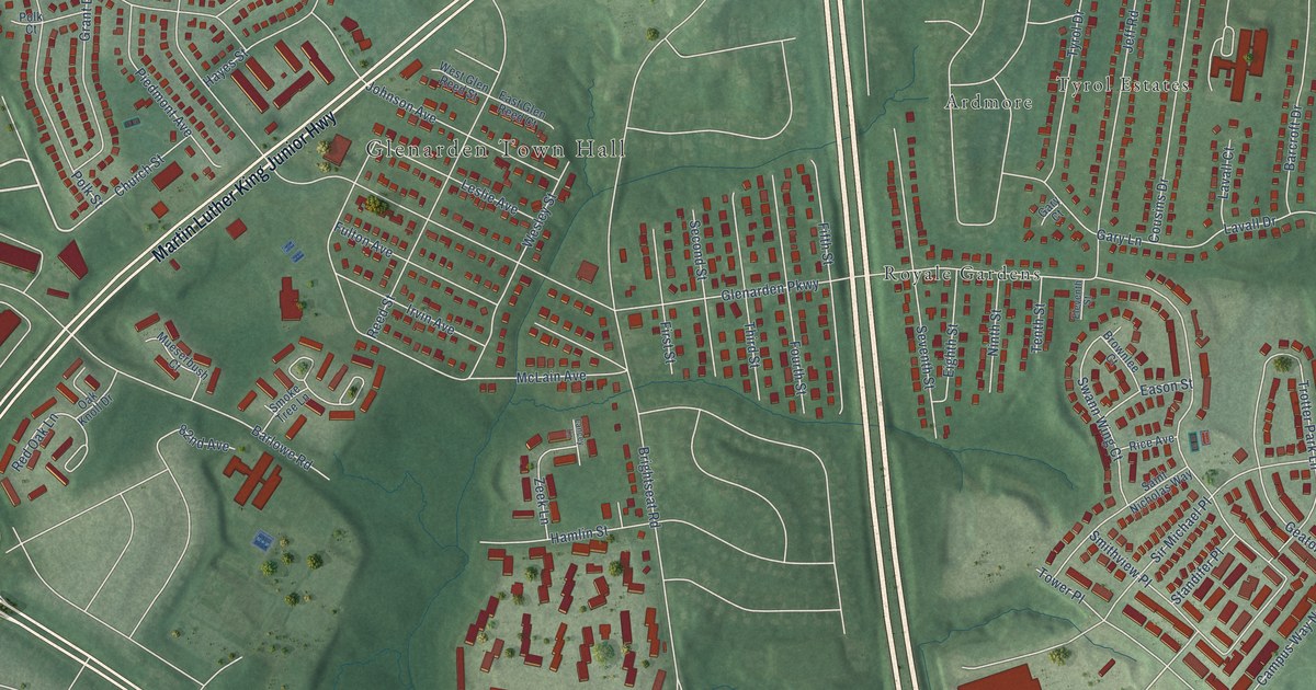 Map of Glenarden, Maryland in 2026