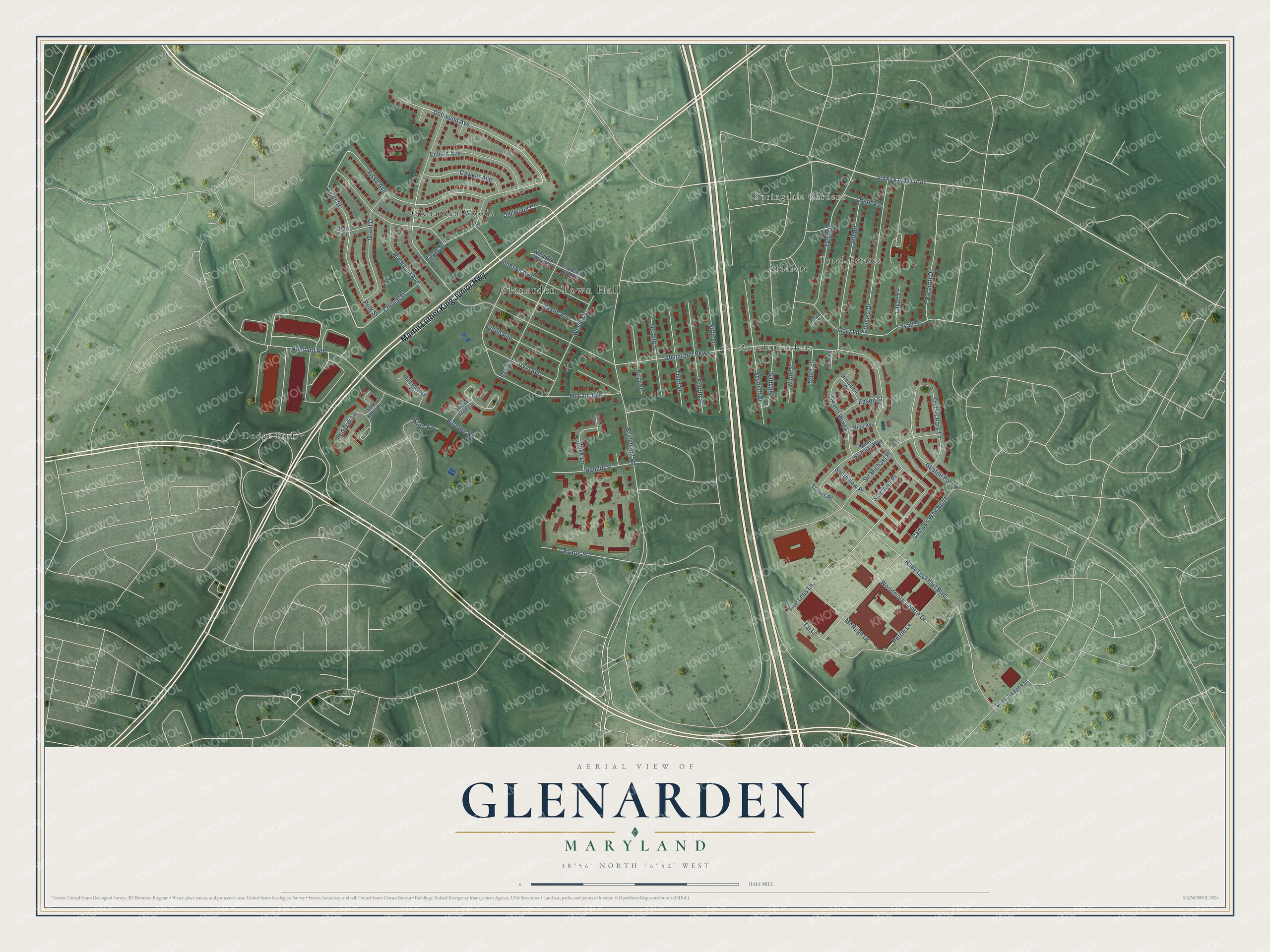 Watermarked full-map preview of Glenarden, Maryland