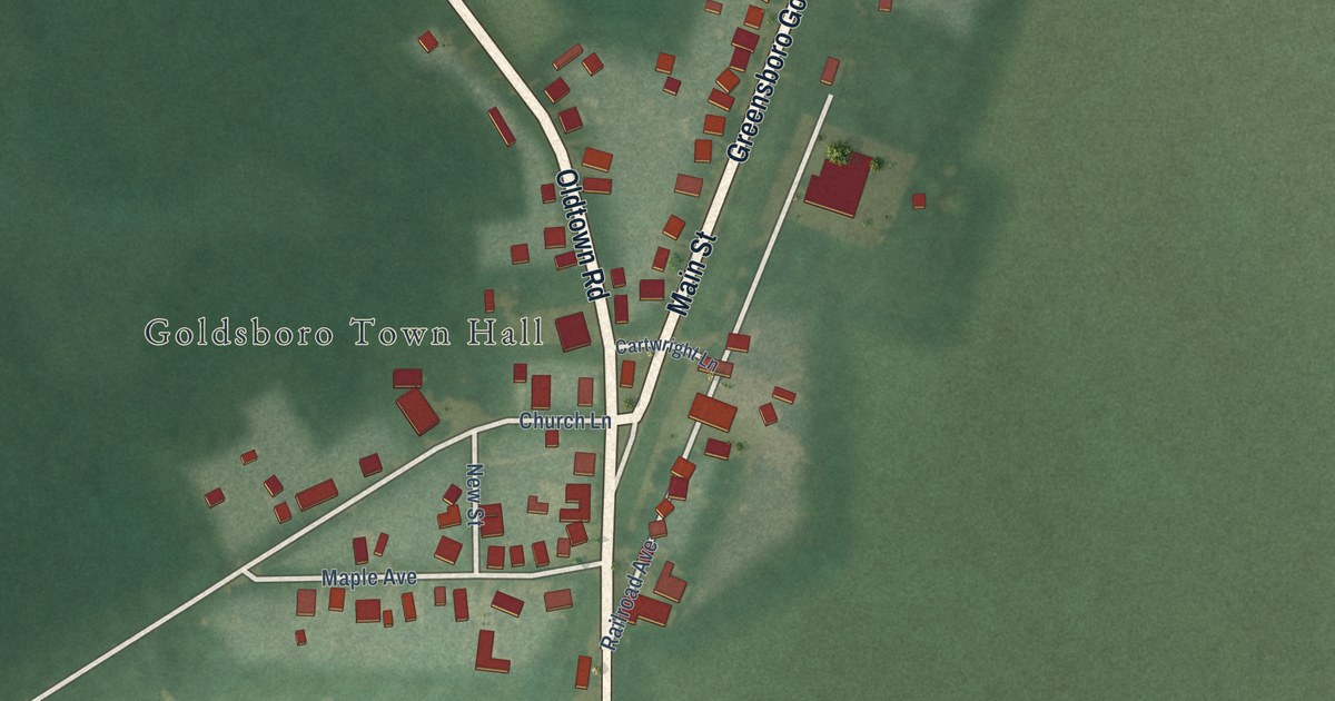 Map of Goldsboro, Maryland in 2026