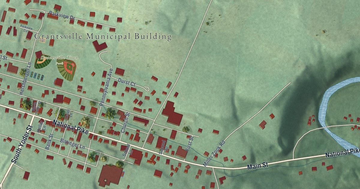 Map of Grantsville, Maryland in 2026