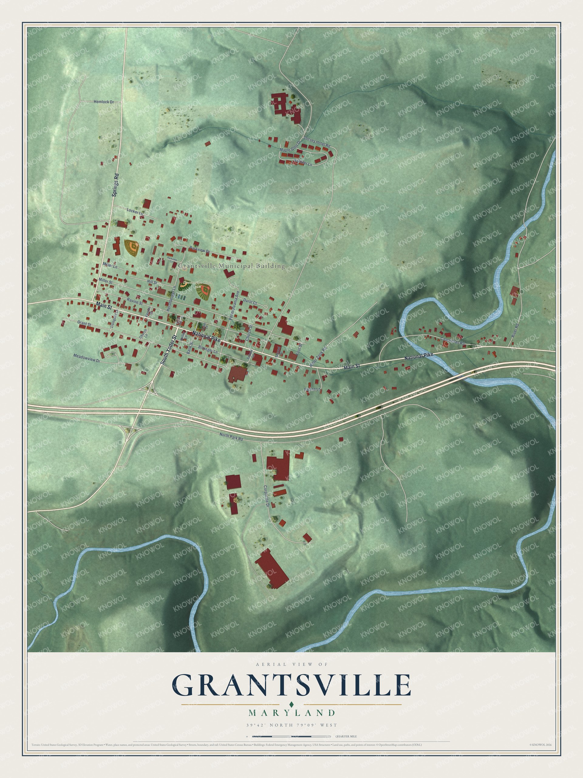 Watermarked full-map preview of Grantsville, Maryland