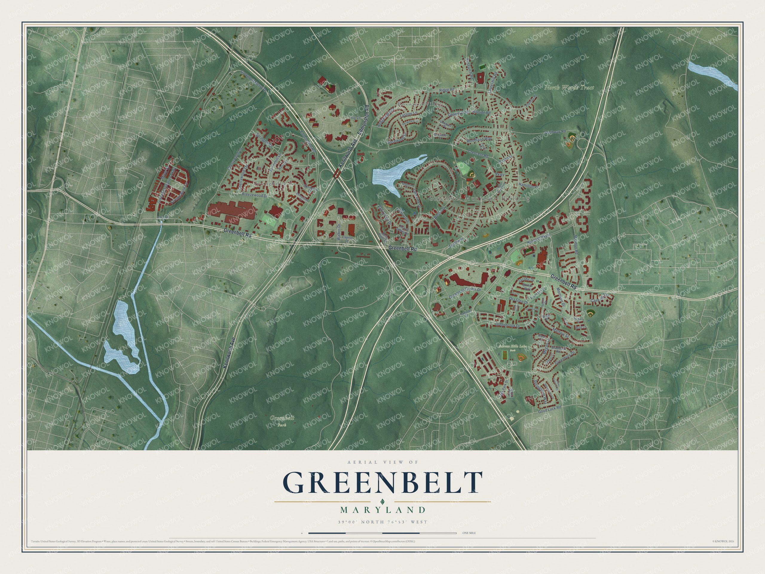 Watermarked full-map preview of Greenbelt, Maryland