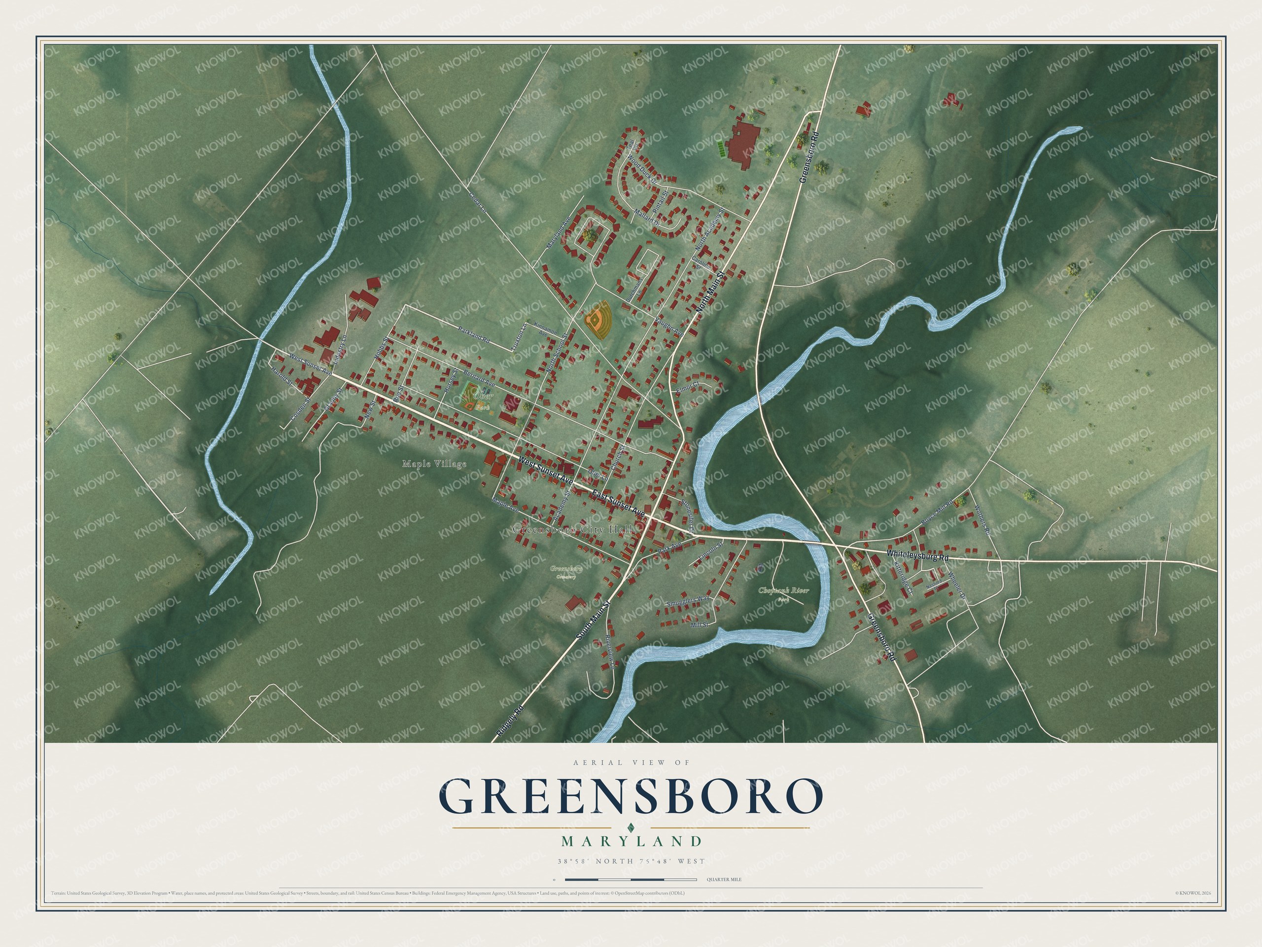 Watermarked full-map preview of Greensboro, Maryland