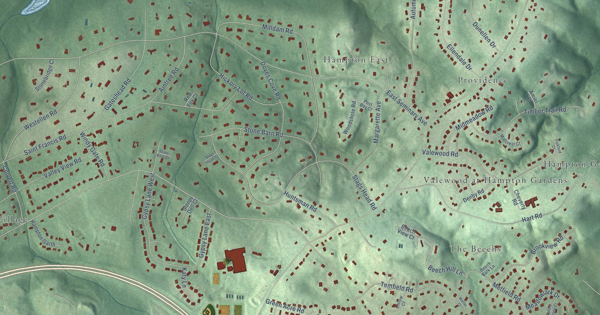 Map of Hampton, Maryland in 2026
