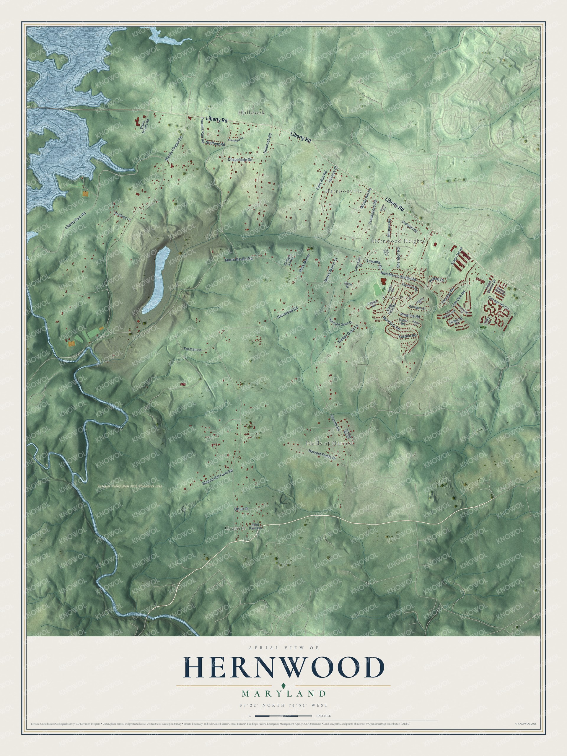 Watermarked full-map preview of Hernwood, Maryland