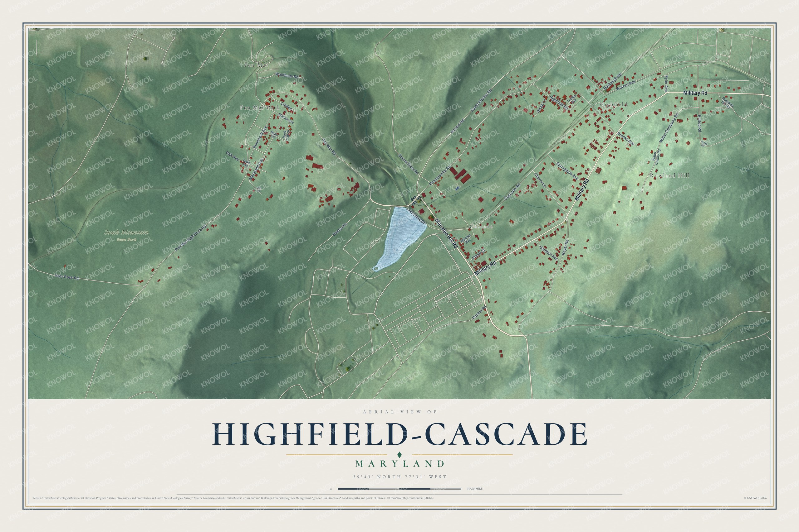 Watermarked full-map preview of Highfield-Cascade, Maryland