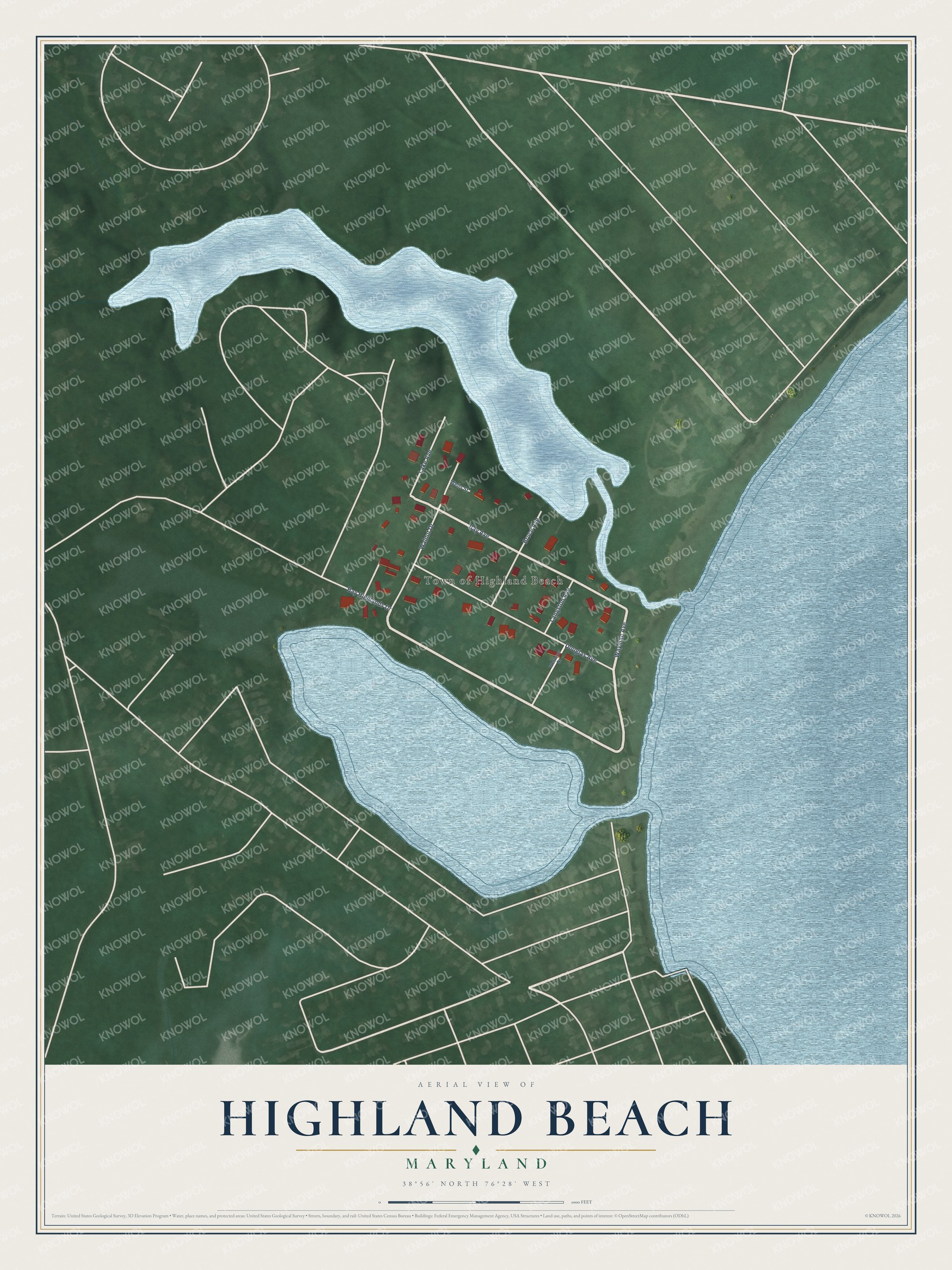 Watermarked full-map preview of Highland Beach, Maryland