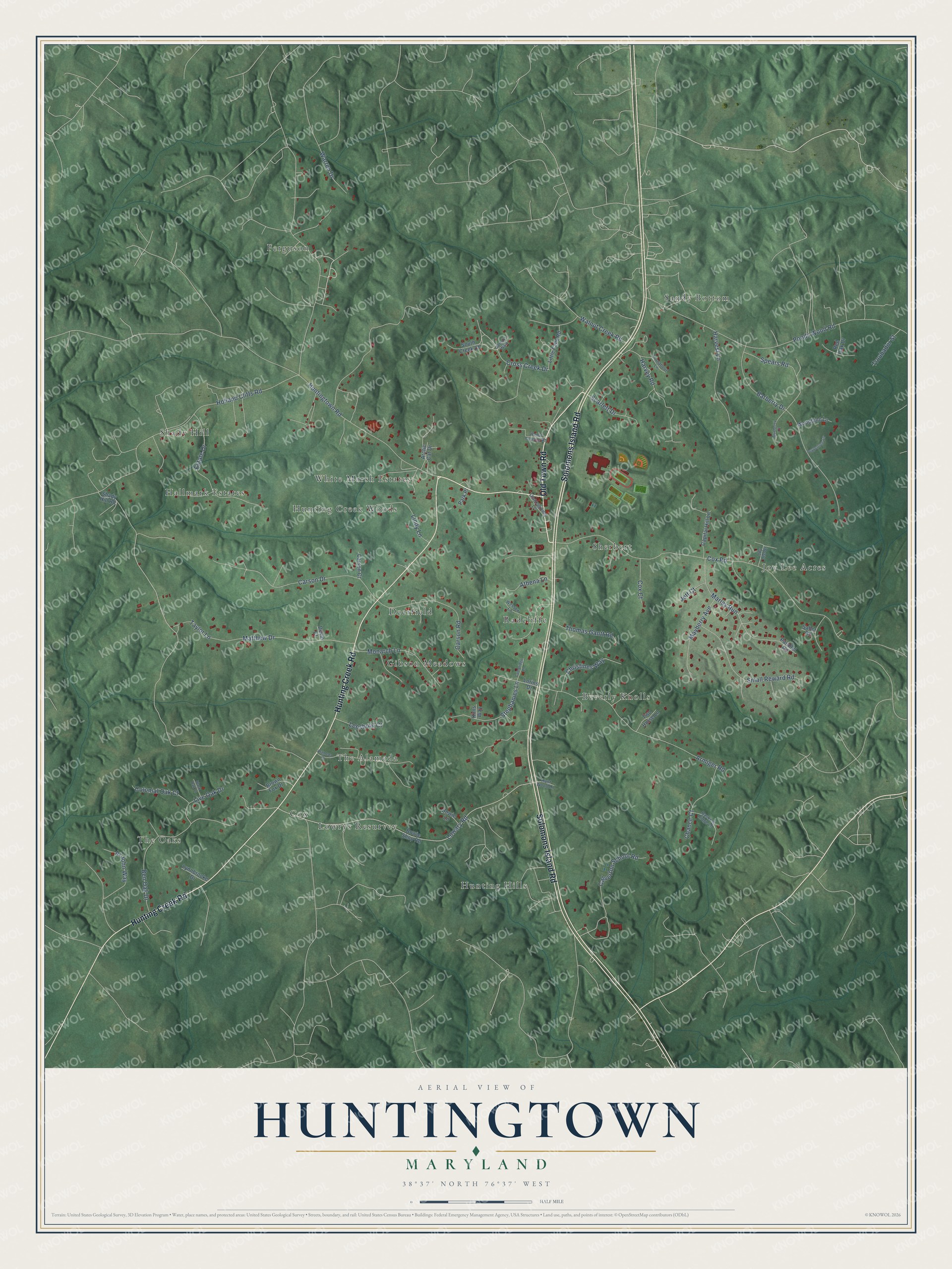 Watermarked full-map preview of Huntingtown, Maryland