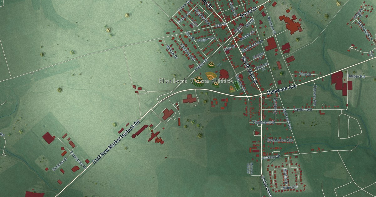 Map of Hurlock, Maryland in 2026