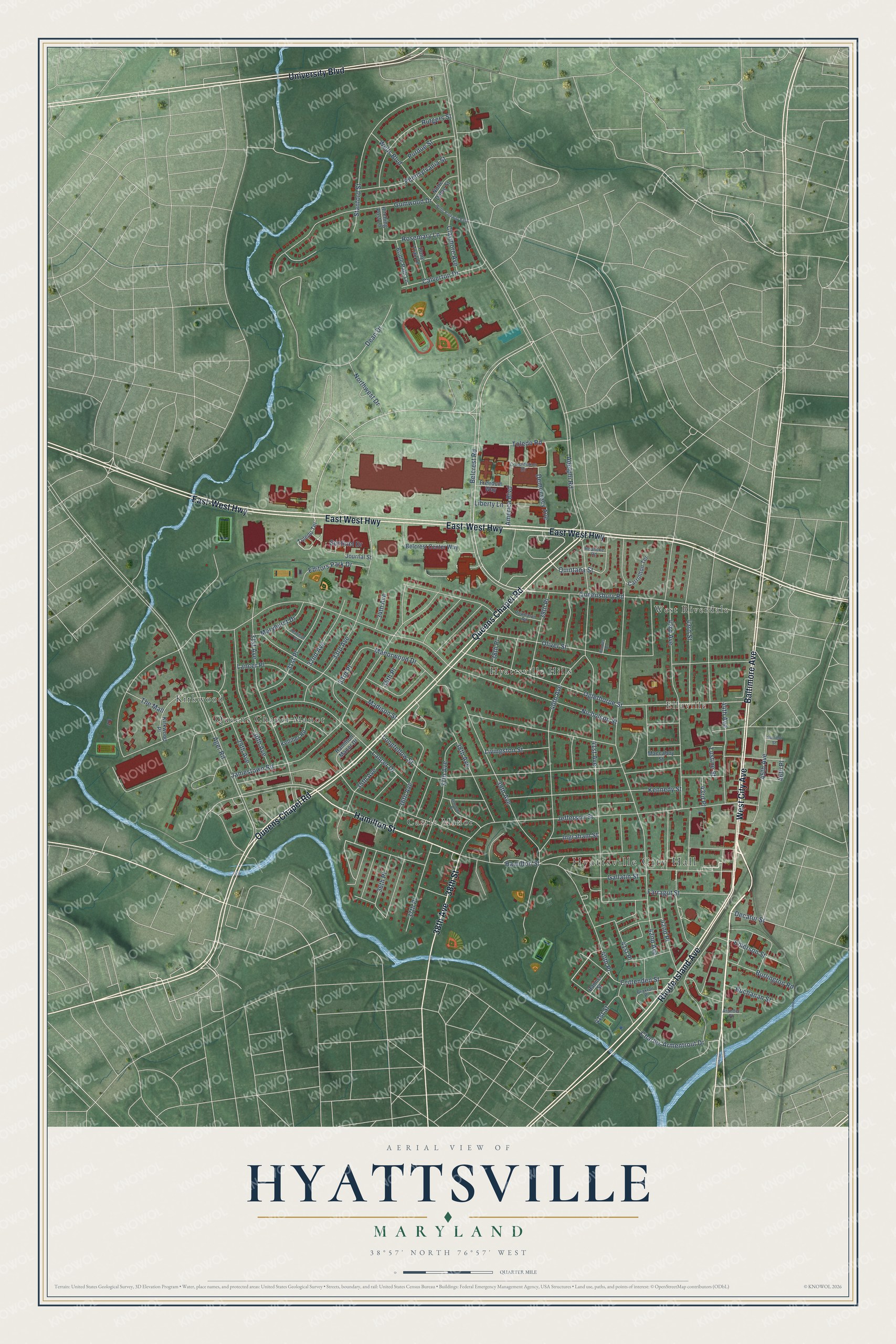 Watermarked full-map preview of Hyattsville, Maryland