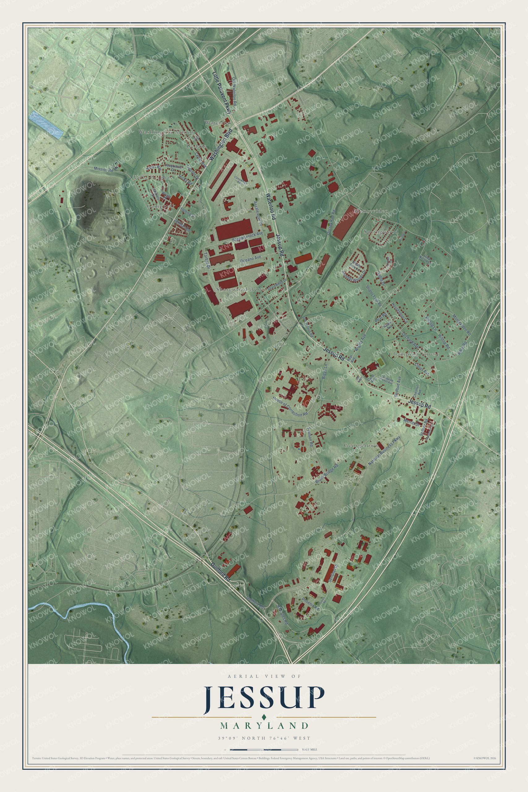 Watermarked full-map preview of Jessup, Maryland