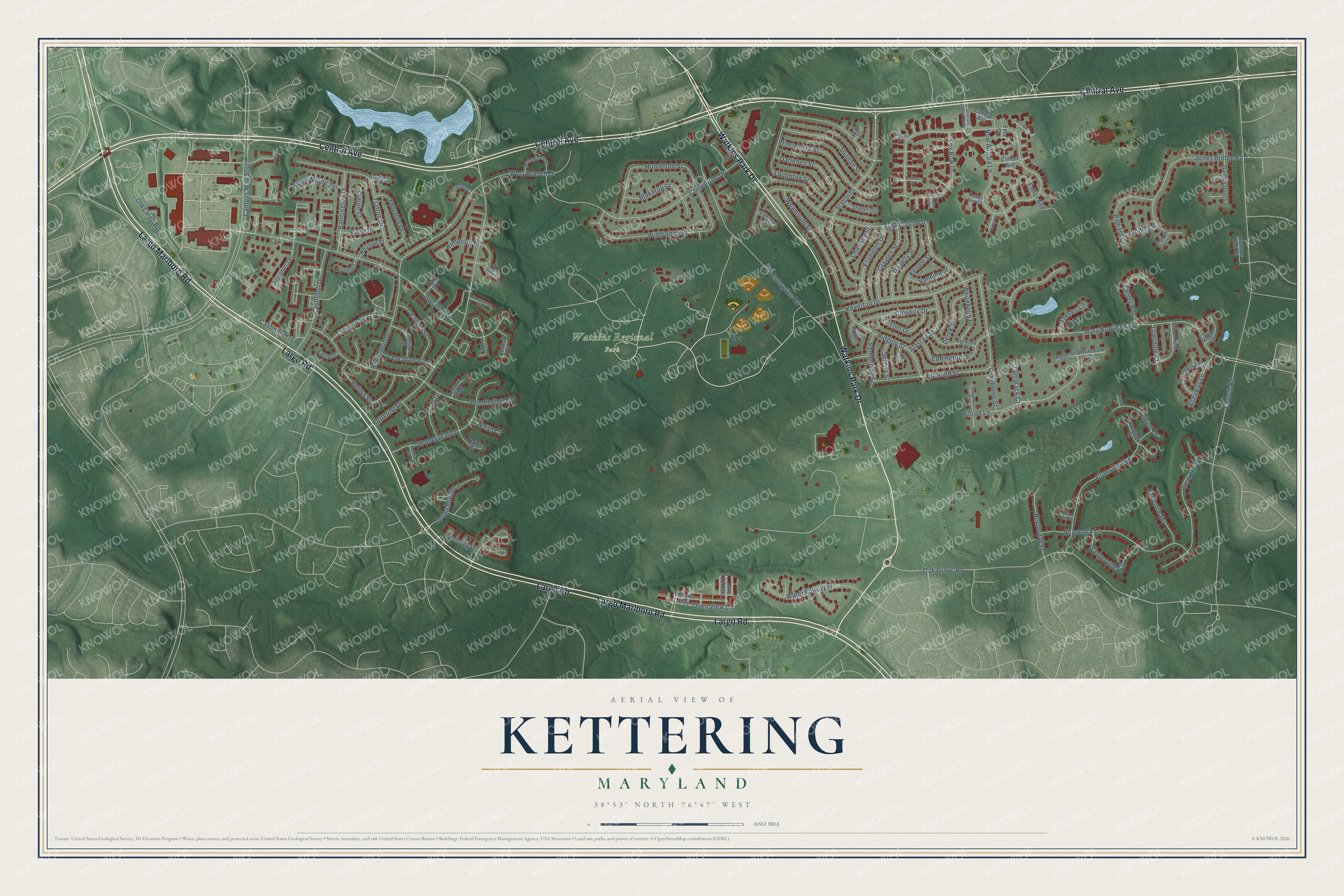 Watermarked full-map preview of Kettering, Maryland