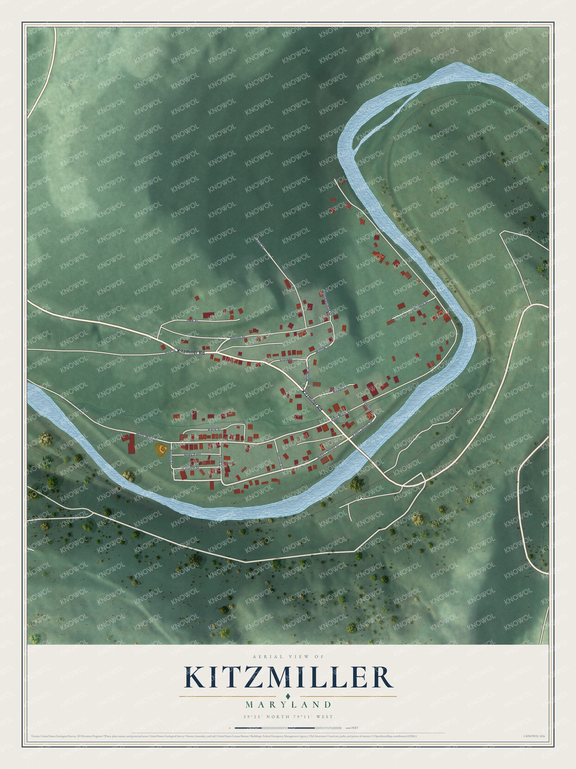 Watermarked full-map preview of Kitzmiller, Maryland