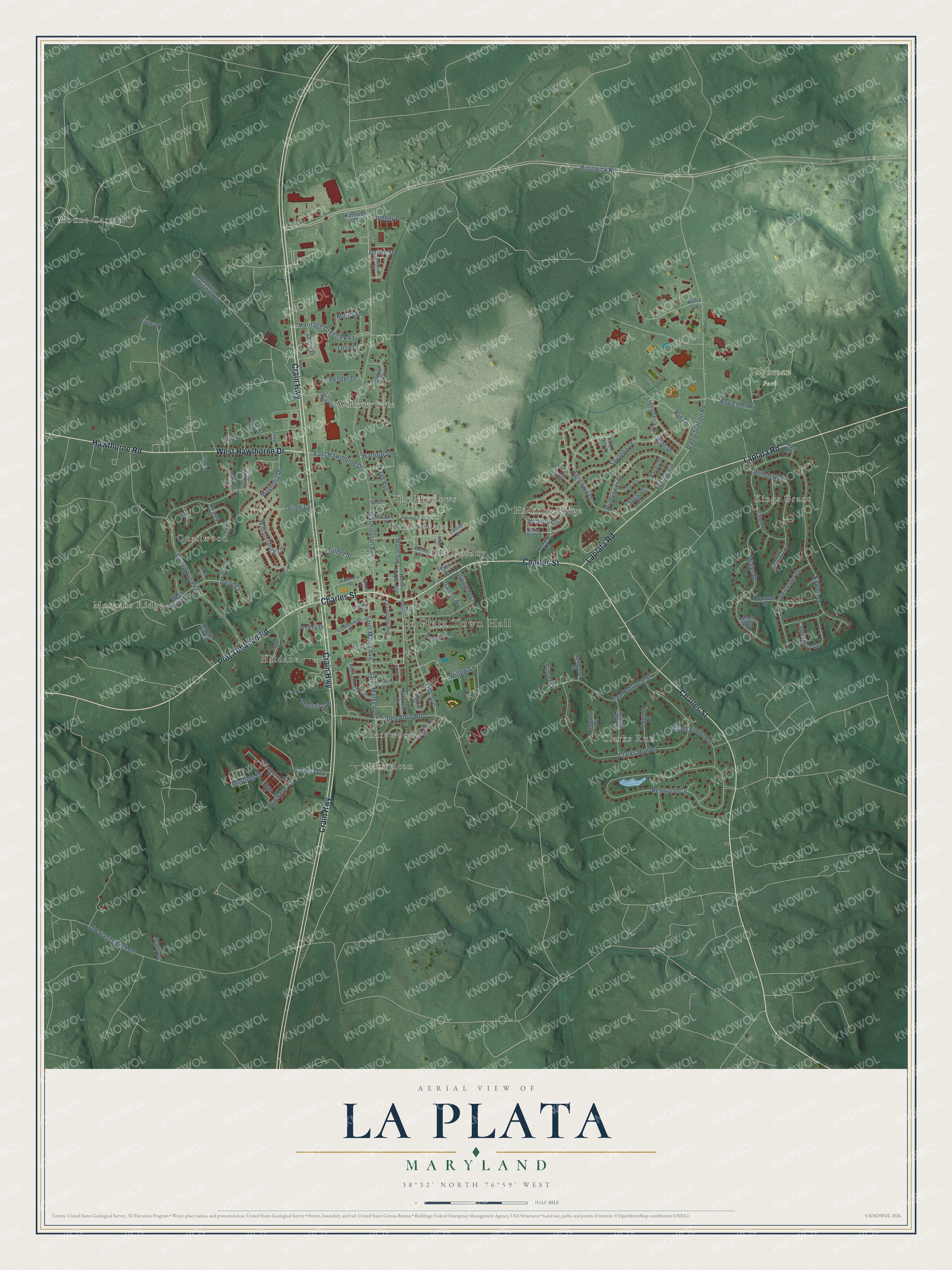 Watermarked full-map preview of La Plata, Maryland