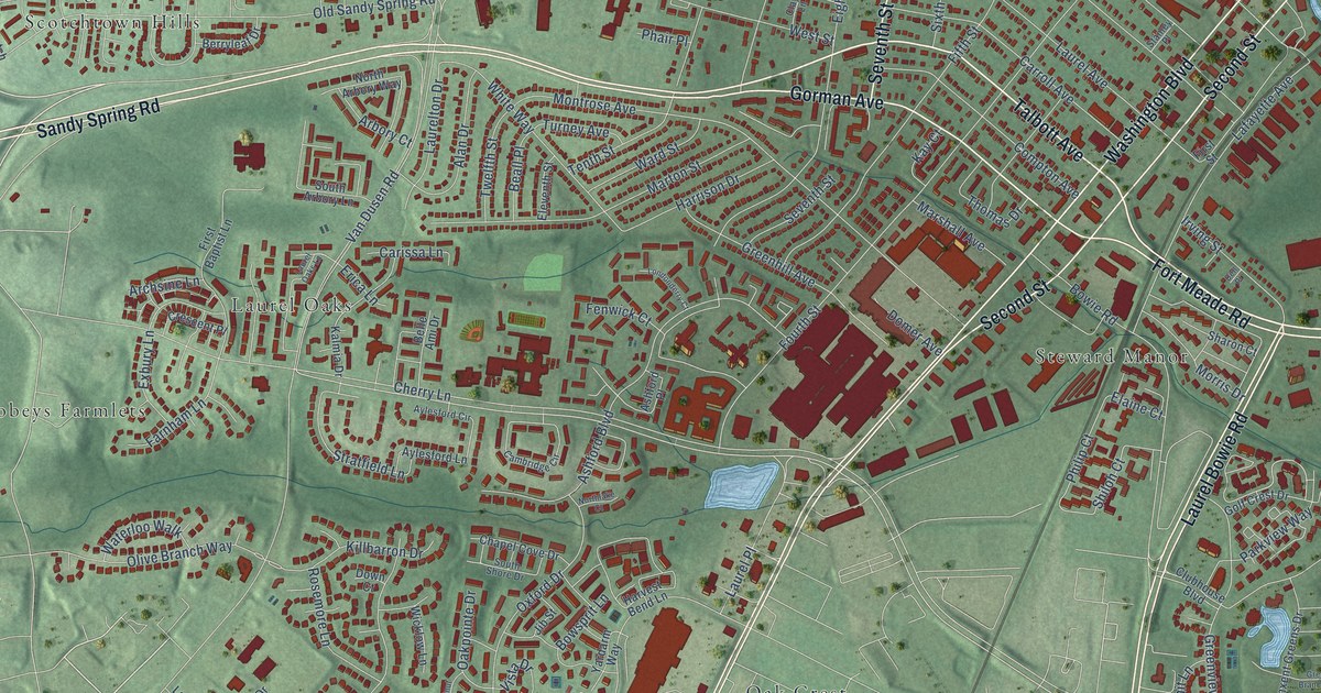 Map of Laurel, Maryland in 2026