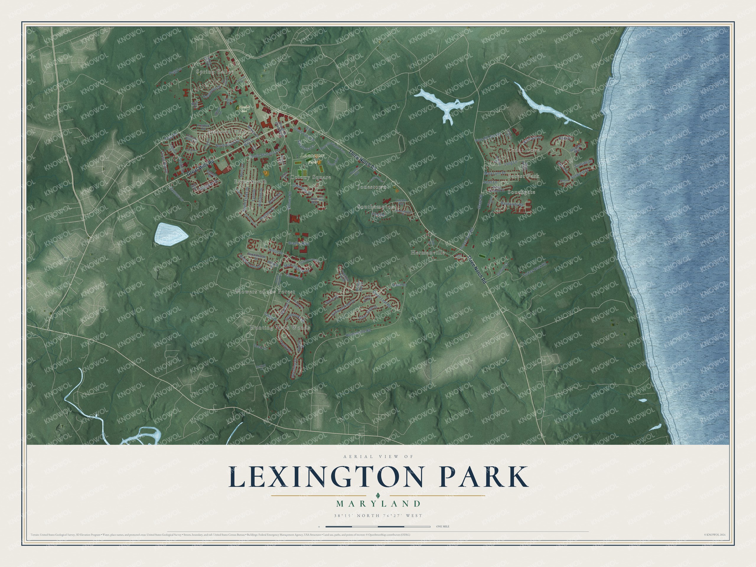 Watermarked full-map preview of Lexington Park, Maryland