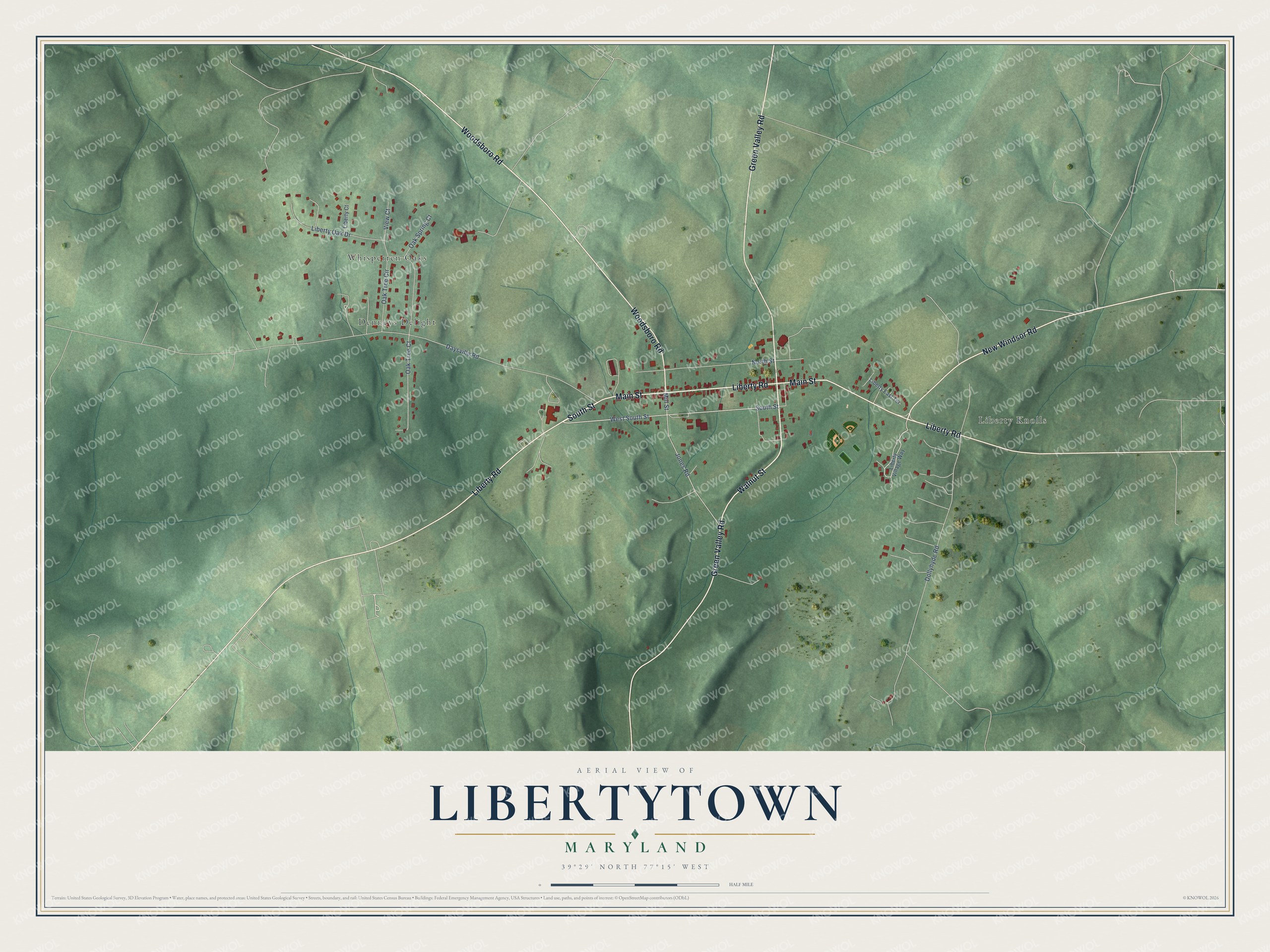 Watermarked full-map preview of Libertytown, Maryland