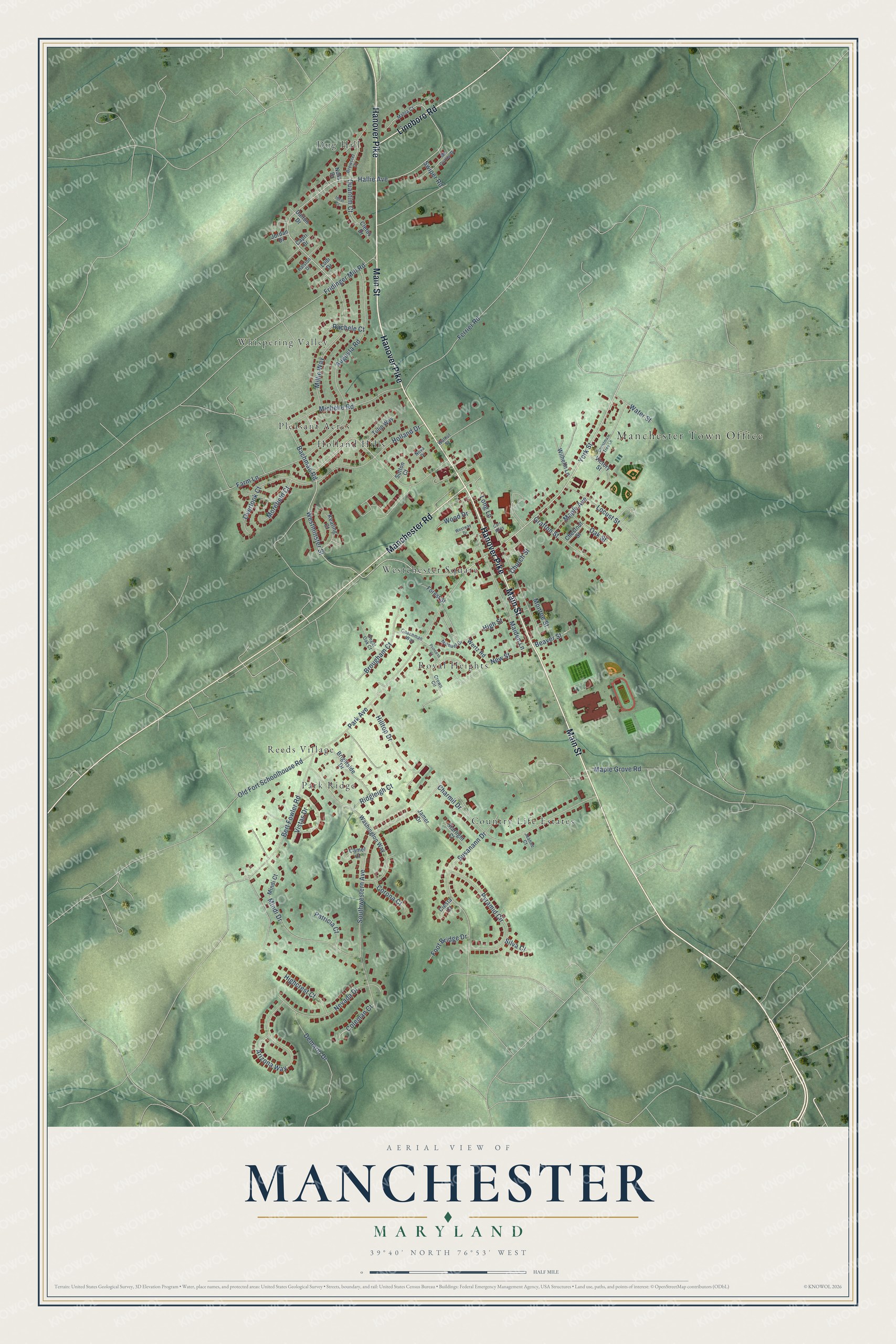 Watermarked full-map preview of Manchester, Maryland